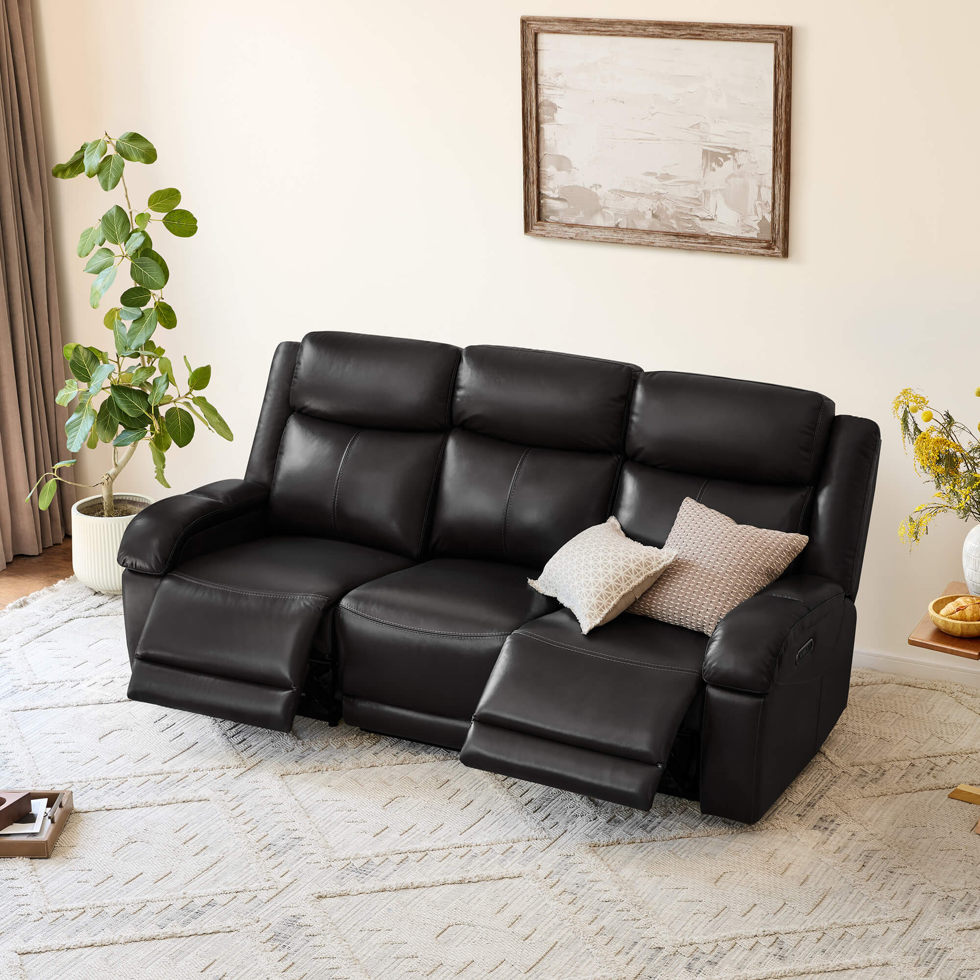 Isaac Genuine Leather Wall Hugger Power Reclining Sofa with Power Headrest - Image 158