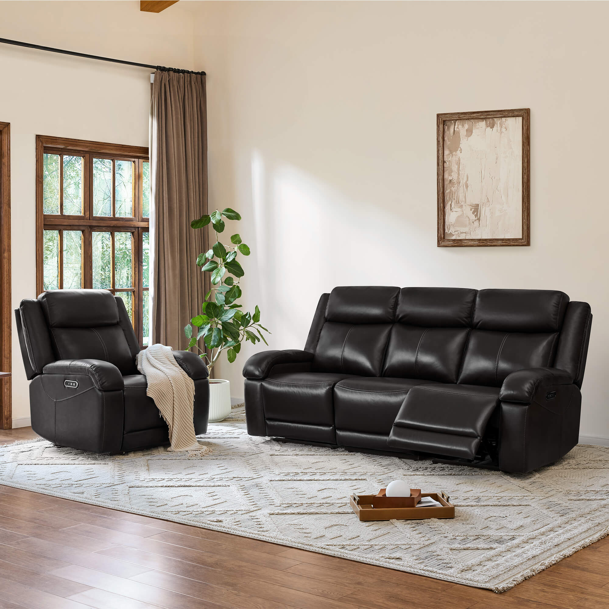 Isaac Genuine Leather Wall Hugger Power Reclining Sofa with Power Headrest - Image 161