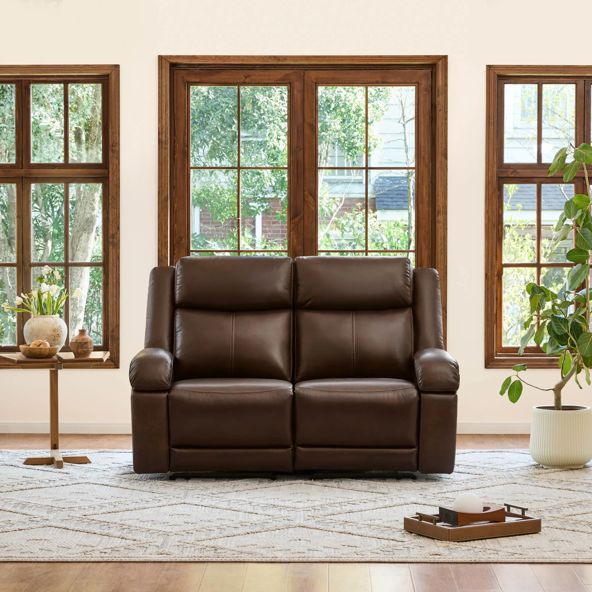 Isaac Genuine Leather Wall Hugger Power Reclining Sofa with Power Headrest - Image 4