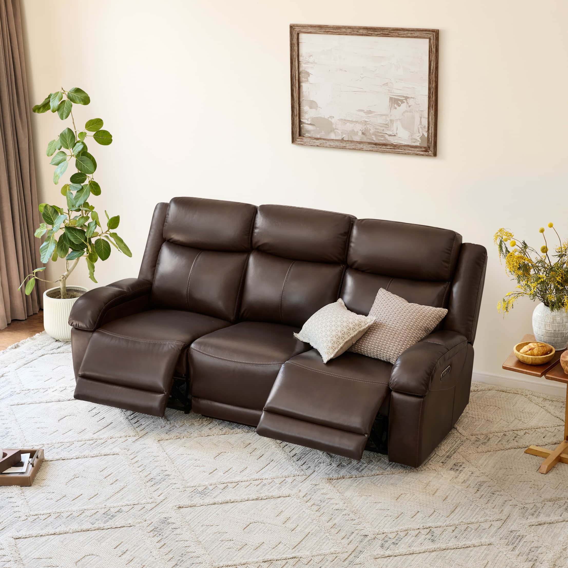 Isaac Genuine Leather Wall Hugger Power Reclining Sofa with Power Headrest - Image 6