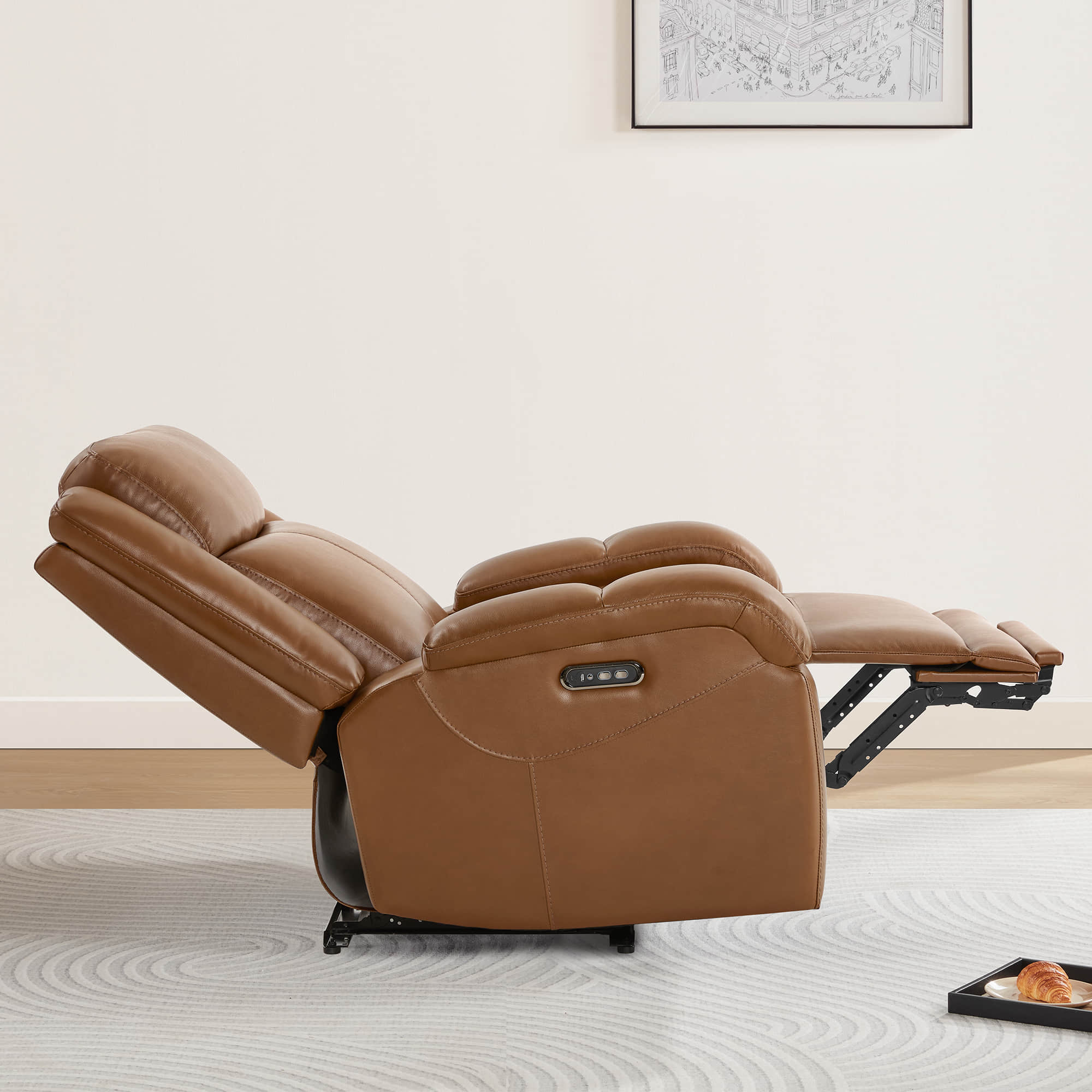 Isaac Genuine Leather Wall Hugger Power Recliner with Power Headrest - Image 81