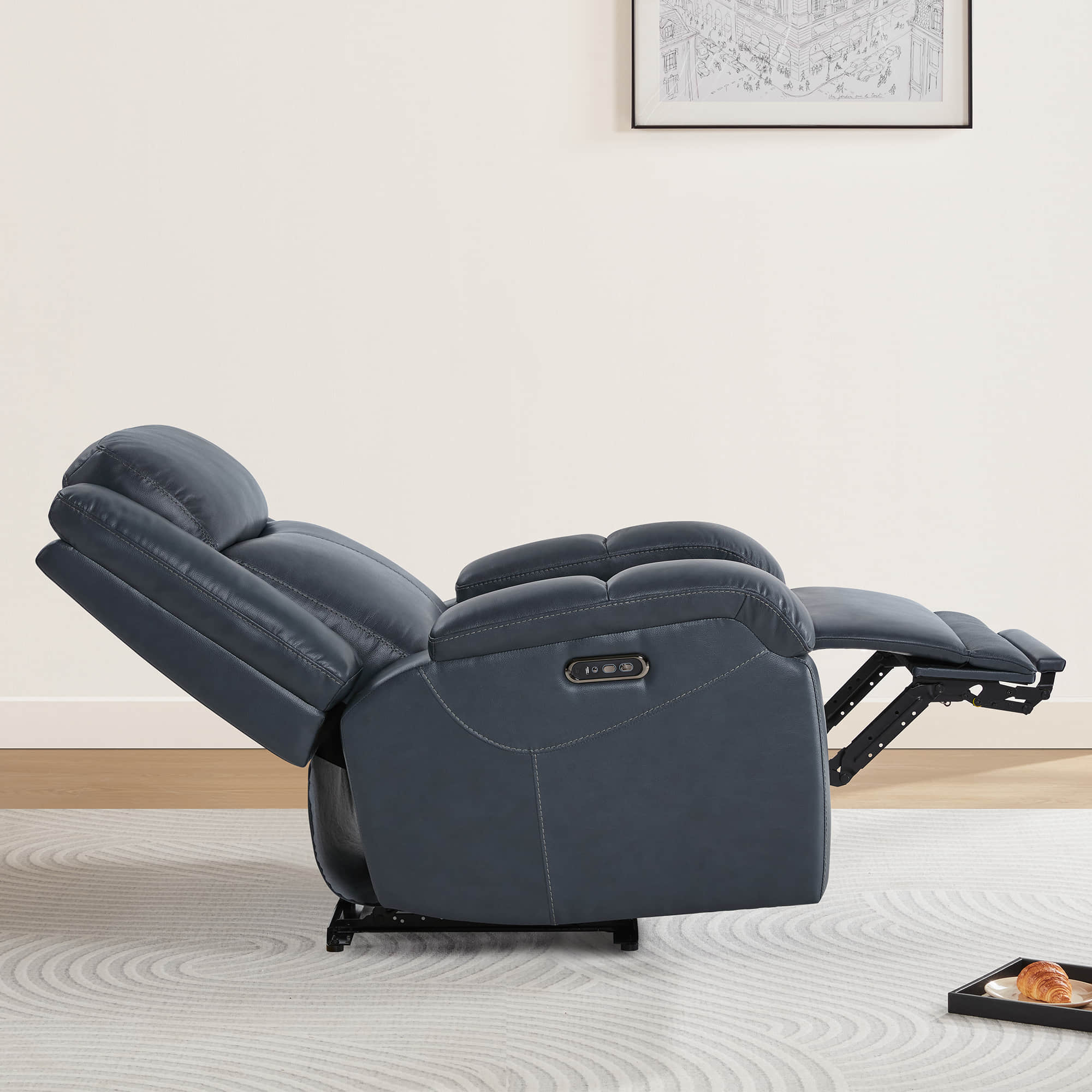 Isaac Genuine Leather Wall Hugger Power Recliner with Power Headrest - Image 95