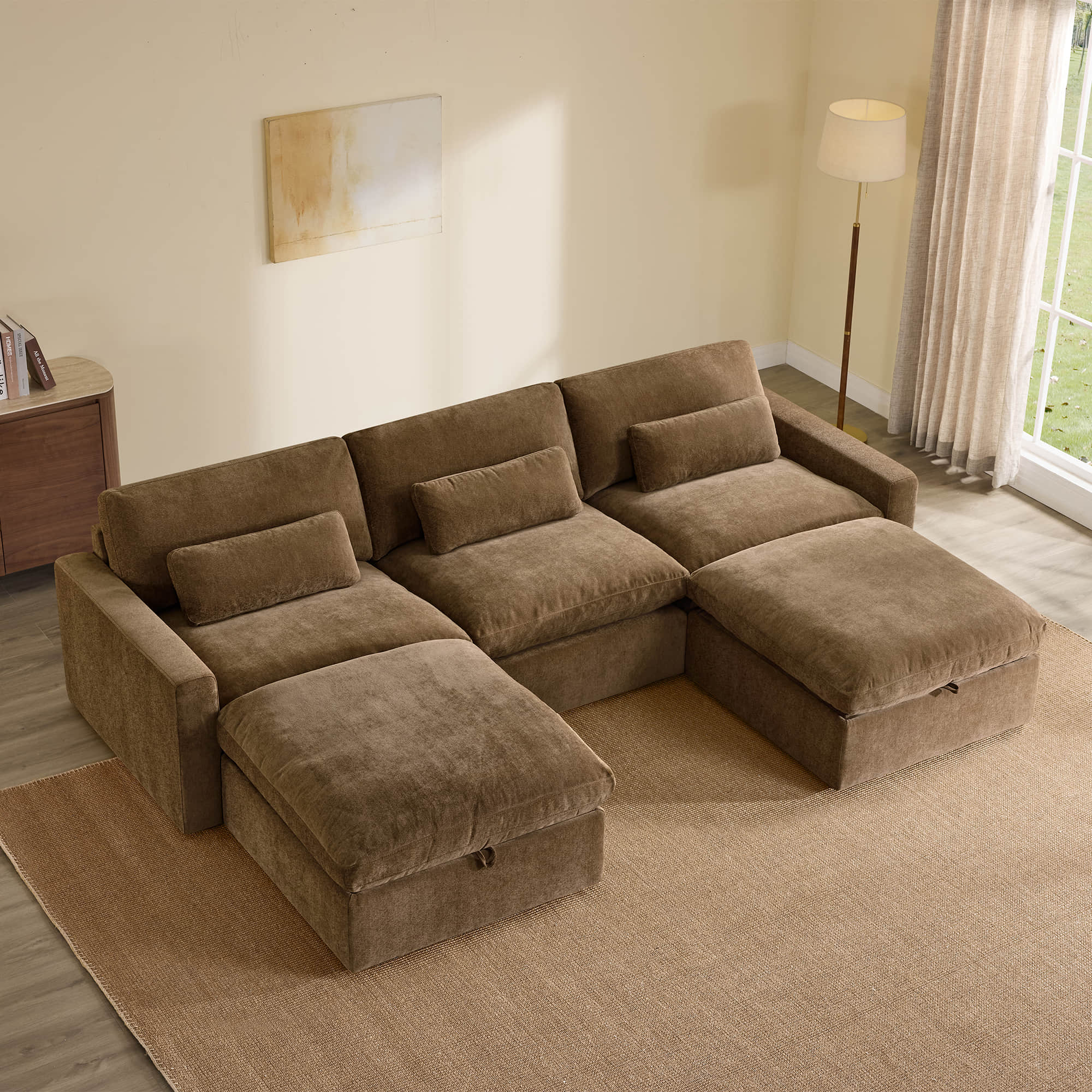 Ivy 5-Seat Performance Fabric Modular Sectional Sofa with Storage Ottoman - Image 13