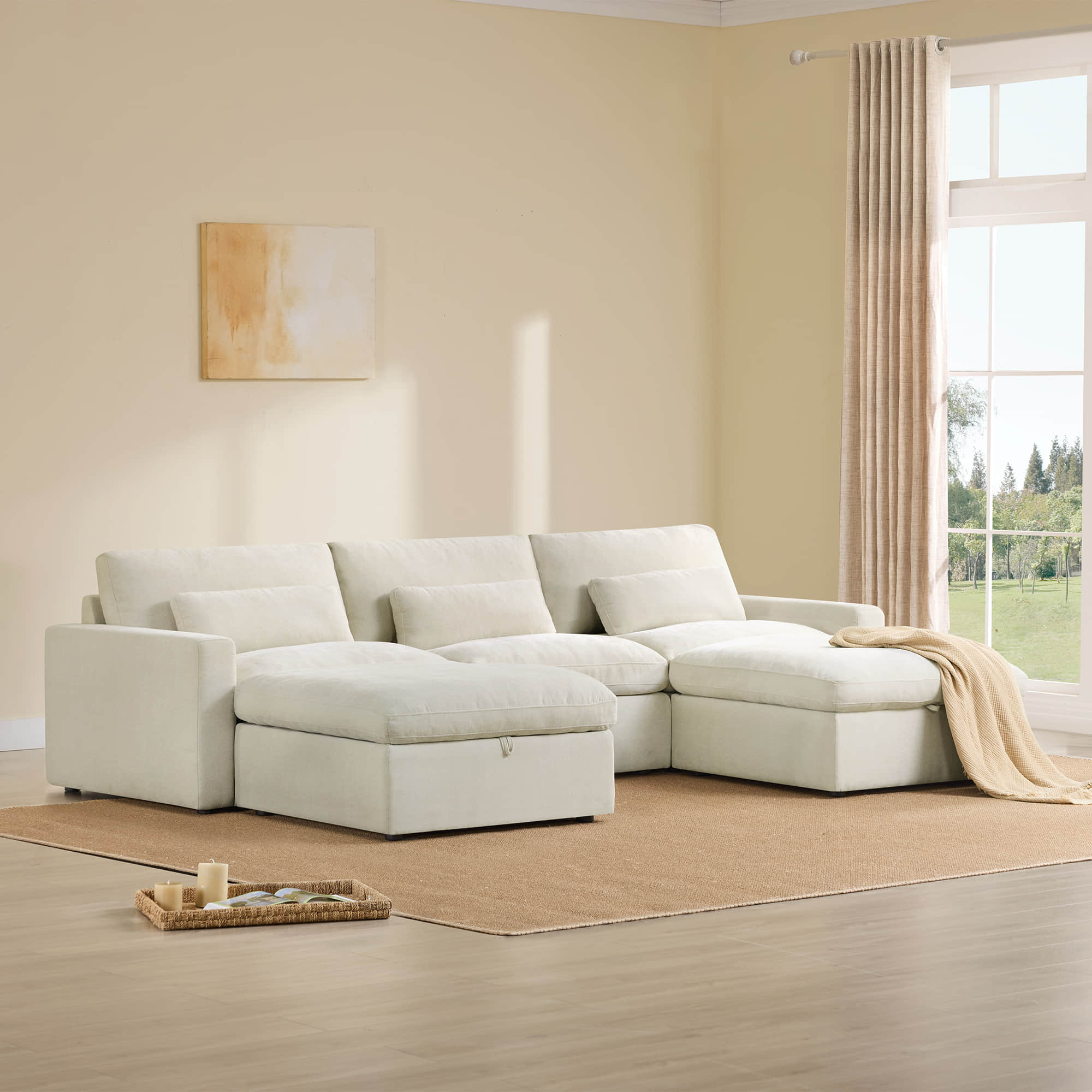 Ivy 5-Seat Performance Fabric Modular Sectional Sofa with Storage Ottoman - Image 3