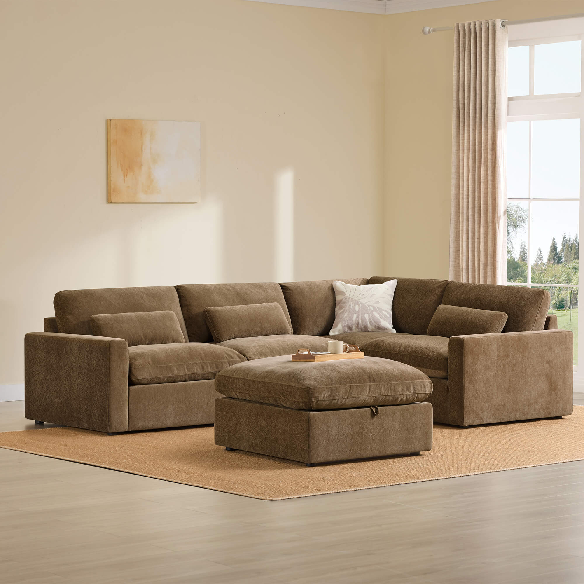 Ivy 5-Seat Performance Fabric Modular Sectional Sofa with Storage Ottoman - Image 39