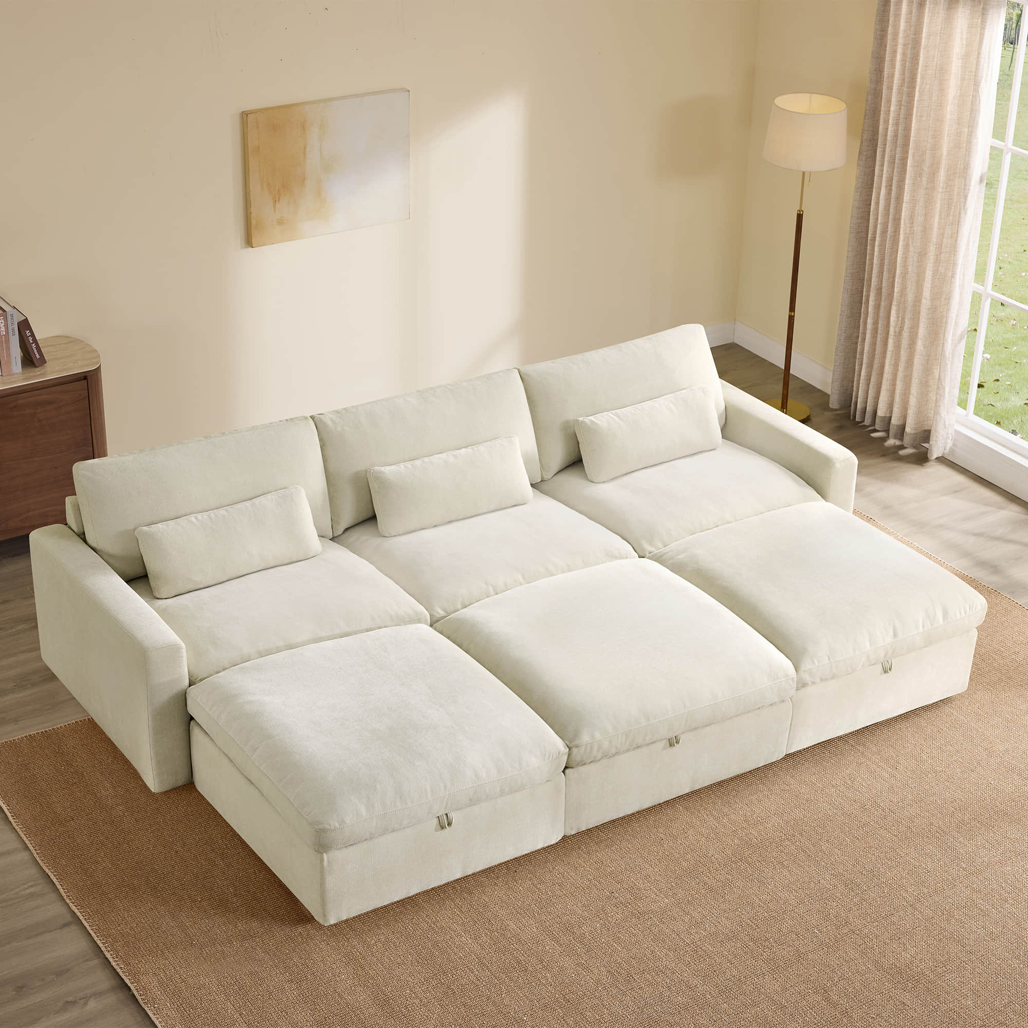 Ivy 6-Seat Performance Fabric Bed Modular Sectional Sofa with Storage Ottoman - Image 5