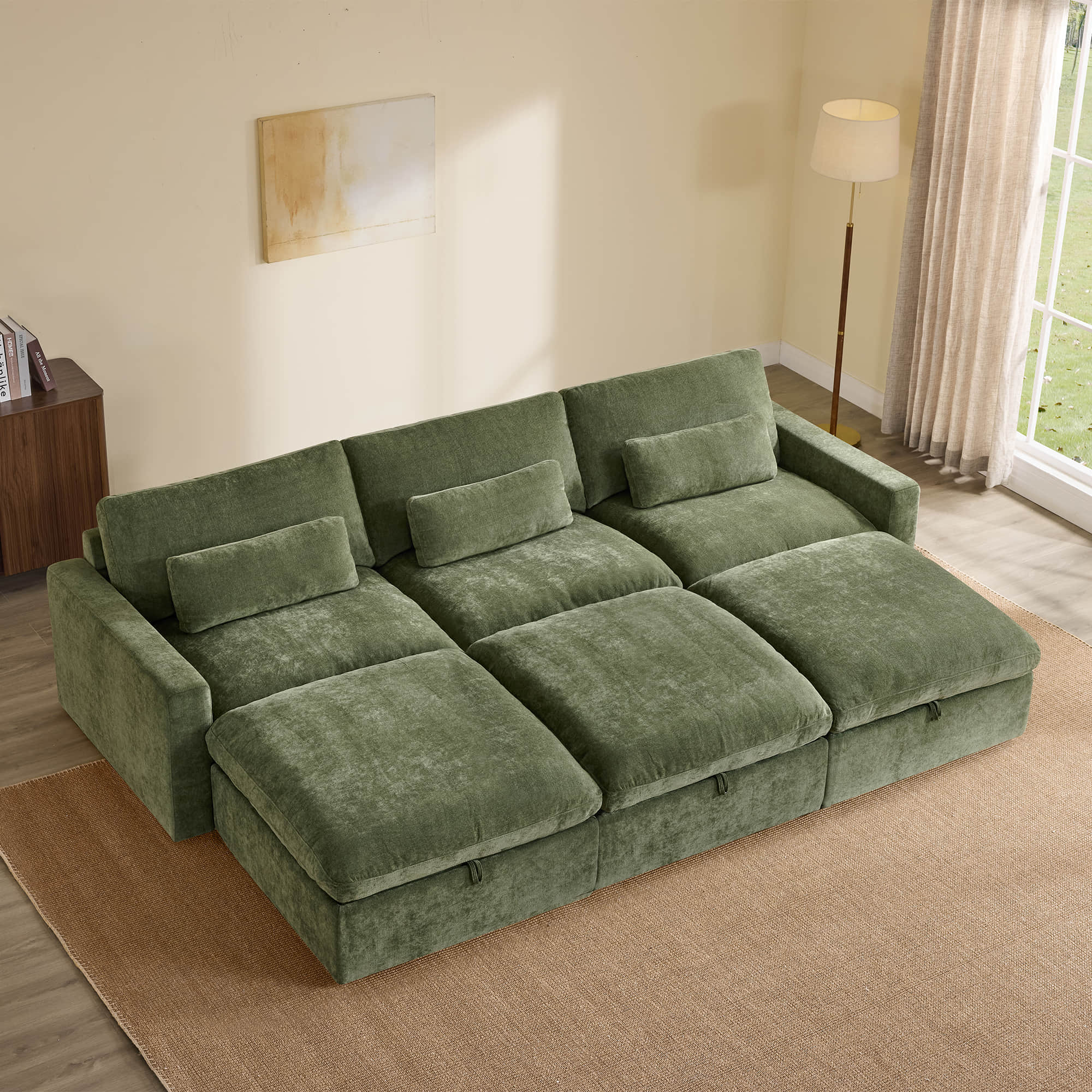 Ivy 6-Seat Performance Fabric Bed Modular Sectional Sofa with Storage Ottoman - Image 7