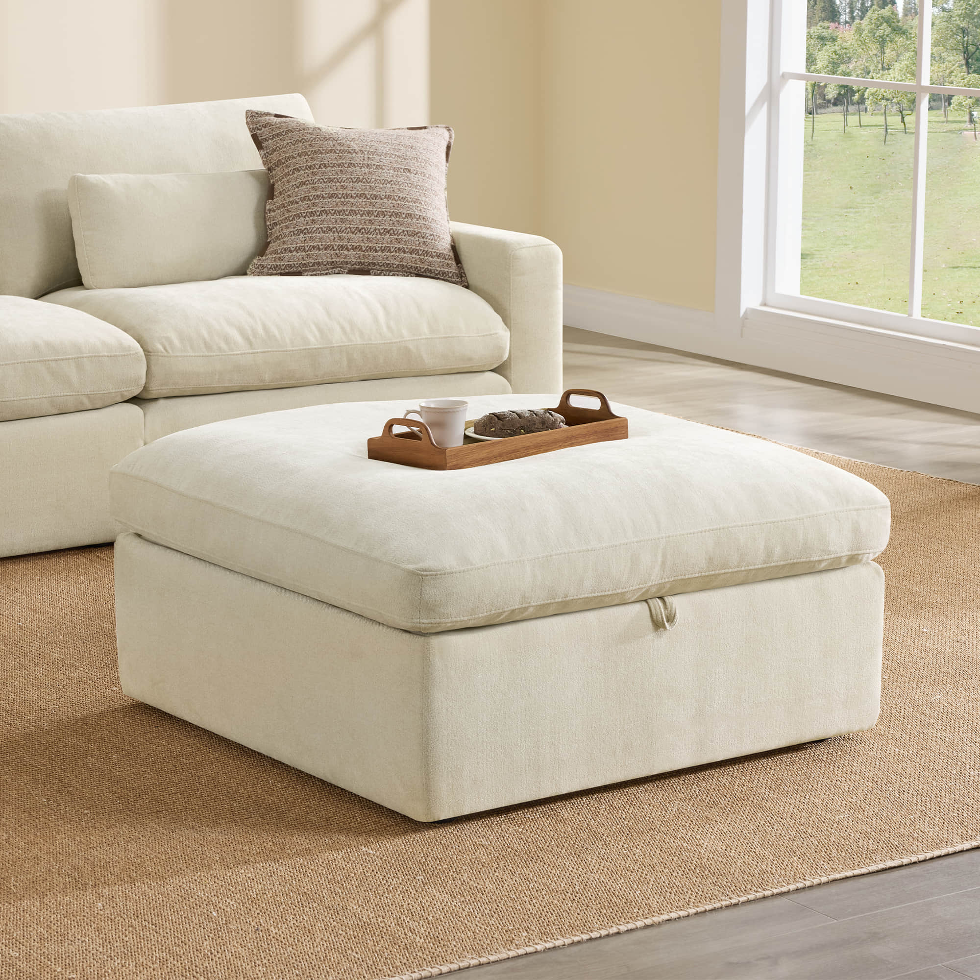 Ivy Modular Performance Fabric Ottoman with Storage - Image 4