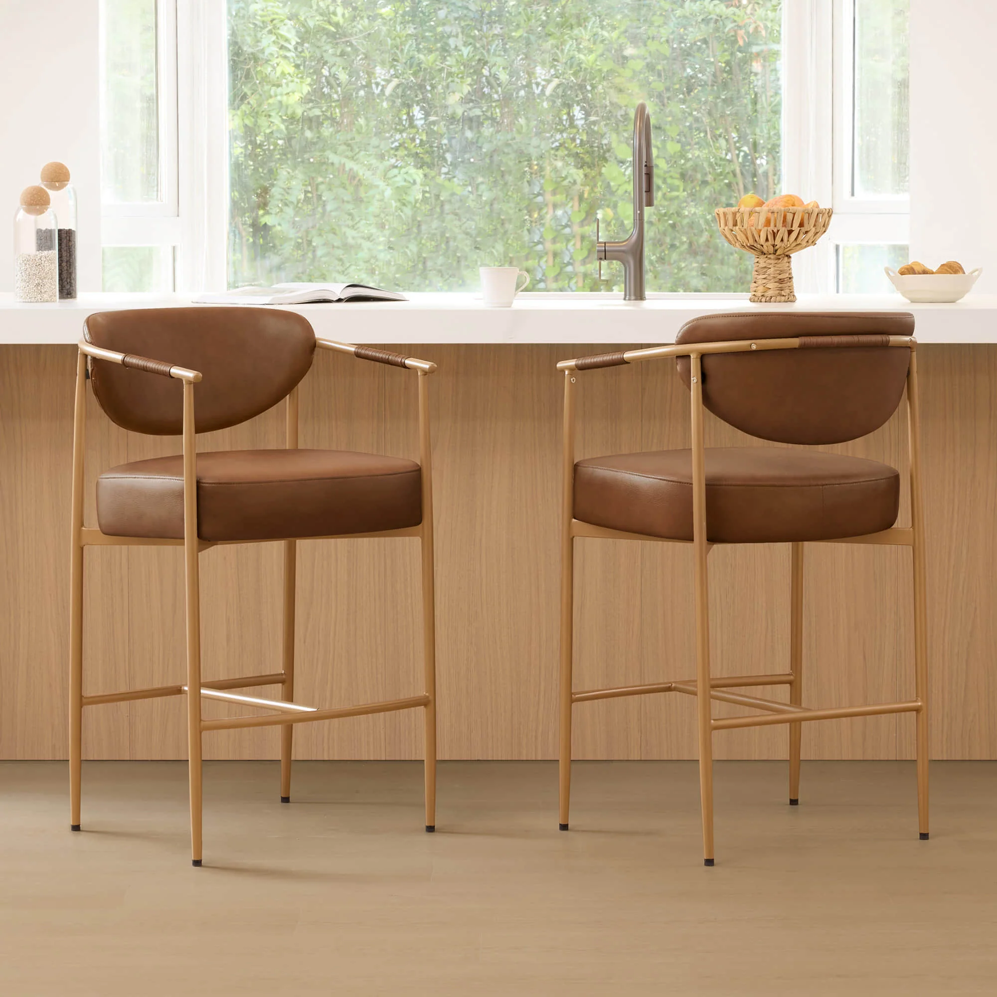 Jade Modern Curved Hand-Woven Counter Stool - Image 18