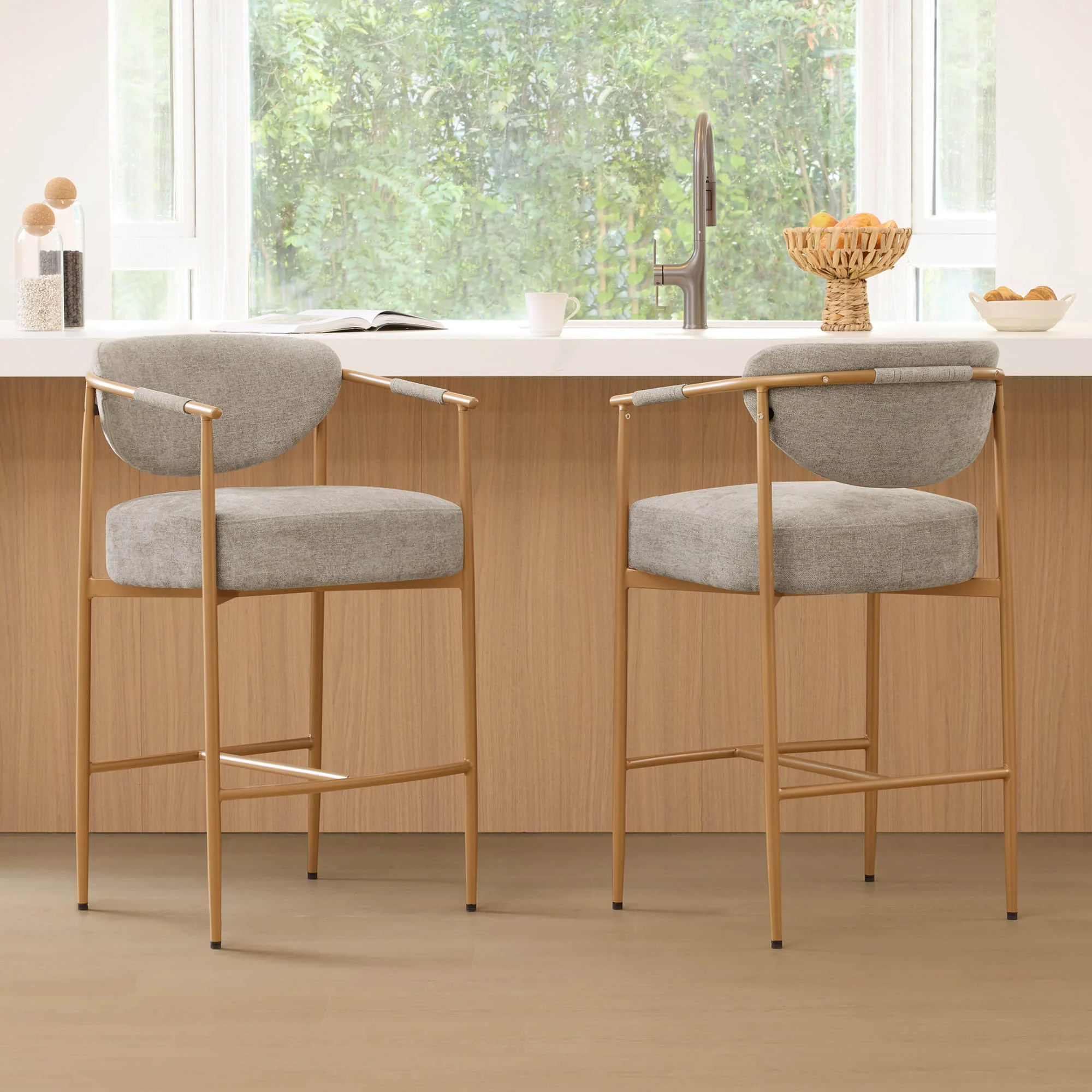 Jade Modern Curved Hand-Woven Counter Stool - Image 8
