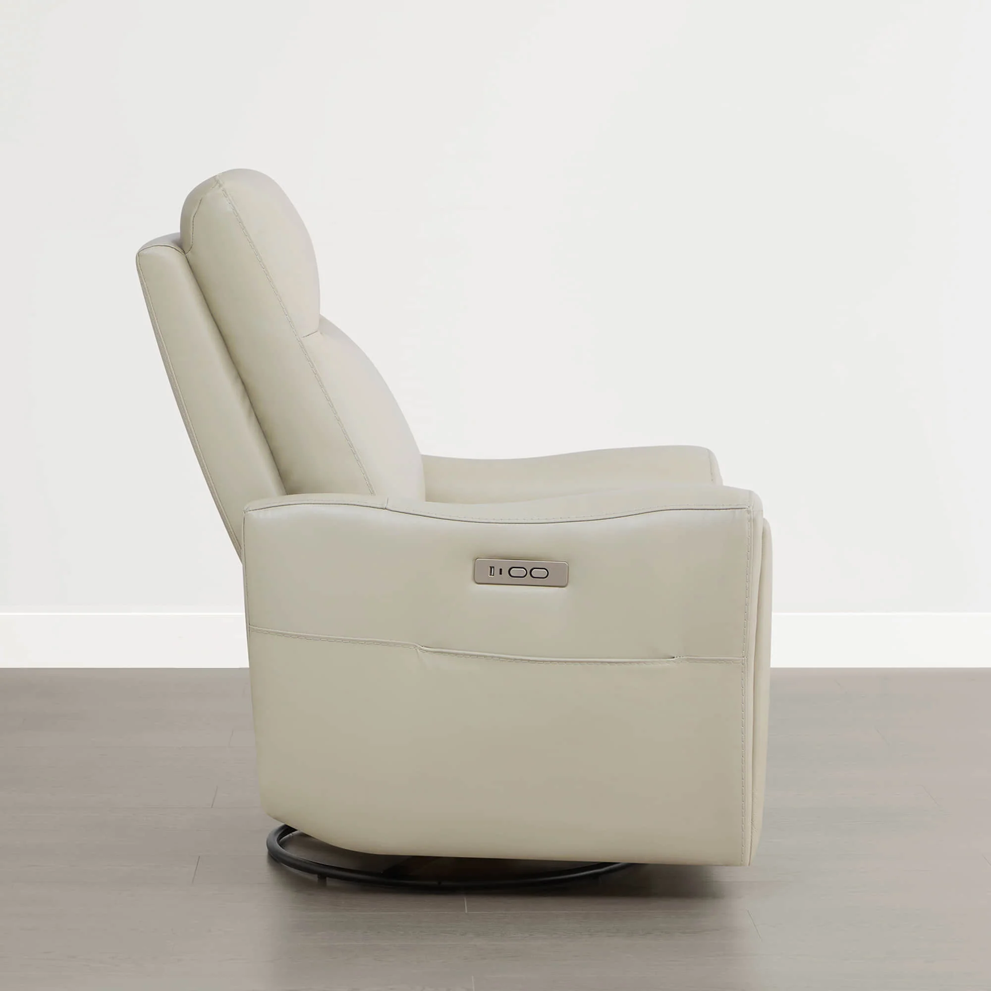 James Modern Genuine Leather Power Swivel Glider Recliner - Image 11