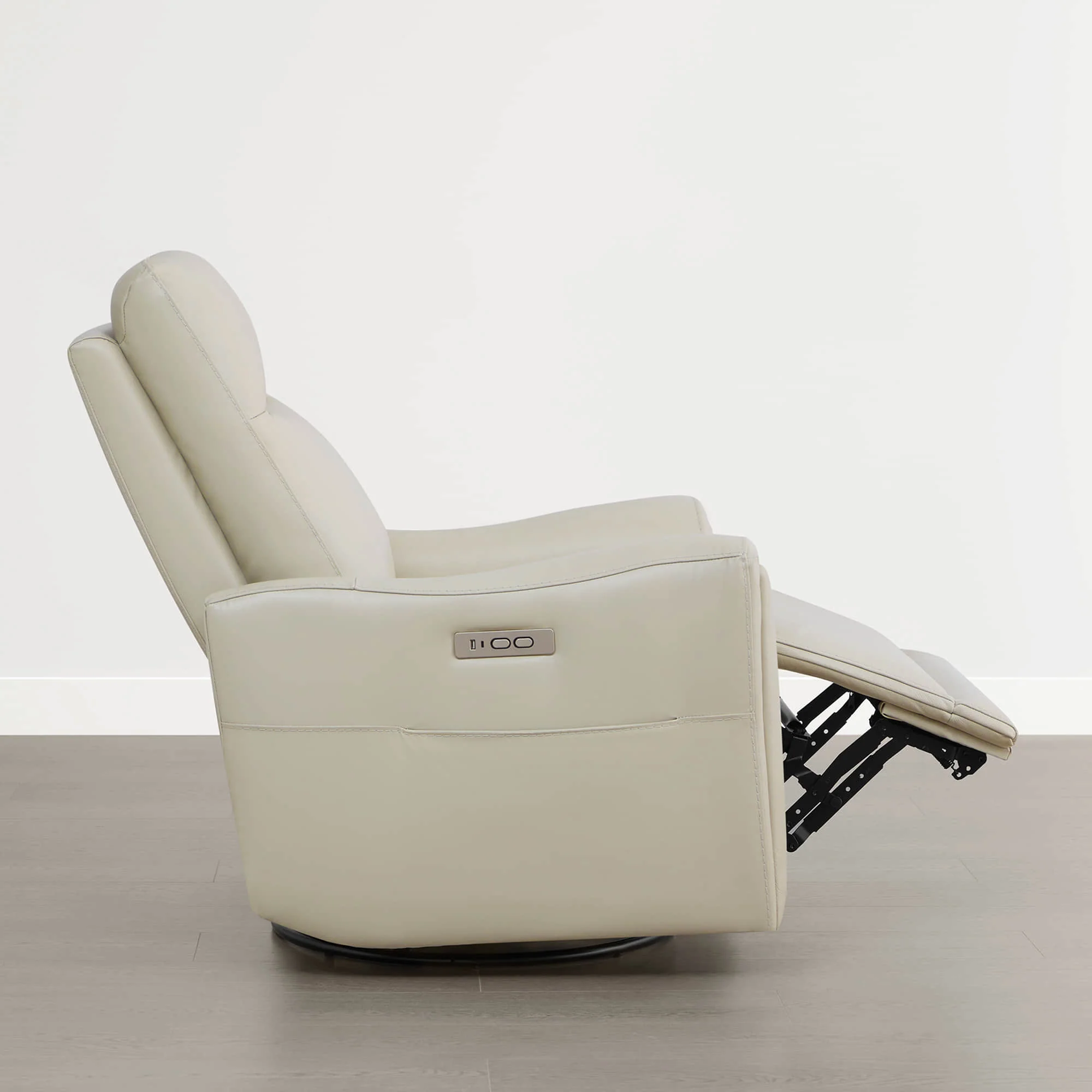 James Modern Genuine Leather Power Swivel Glider Recliner - Image 8