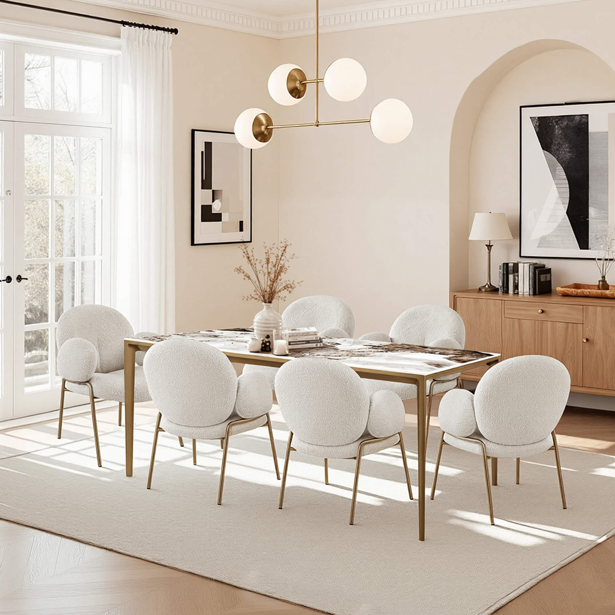 Janet Cloud-Shaped Boucle Dining Chair - Image 2
