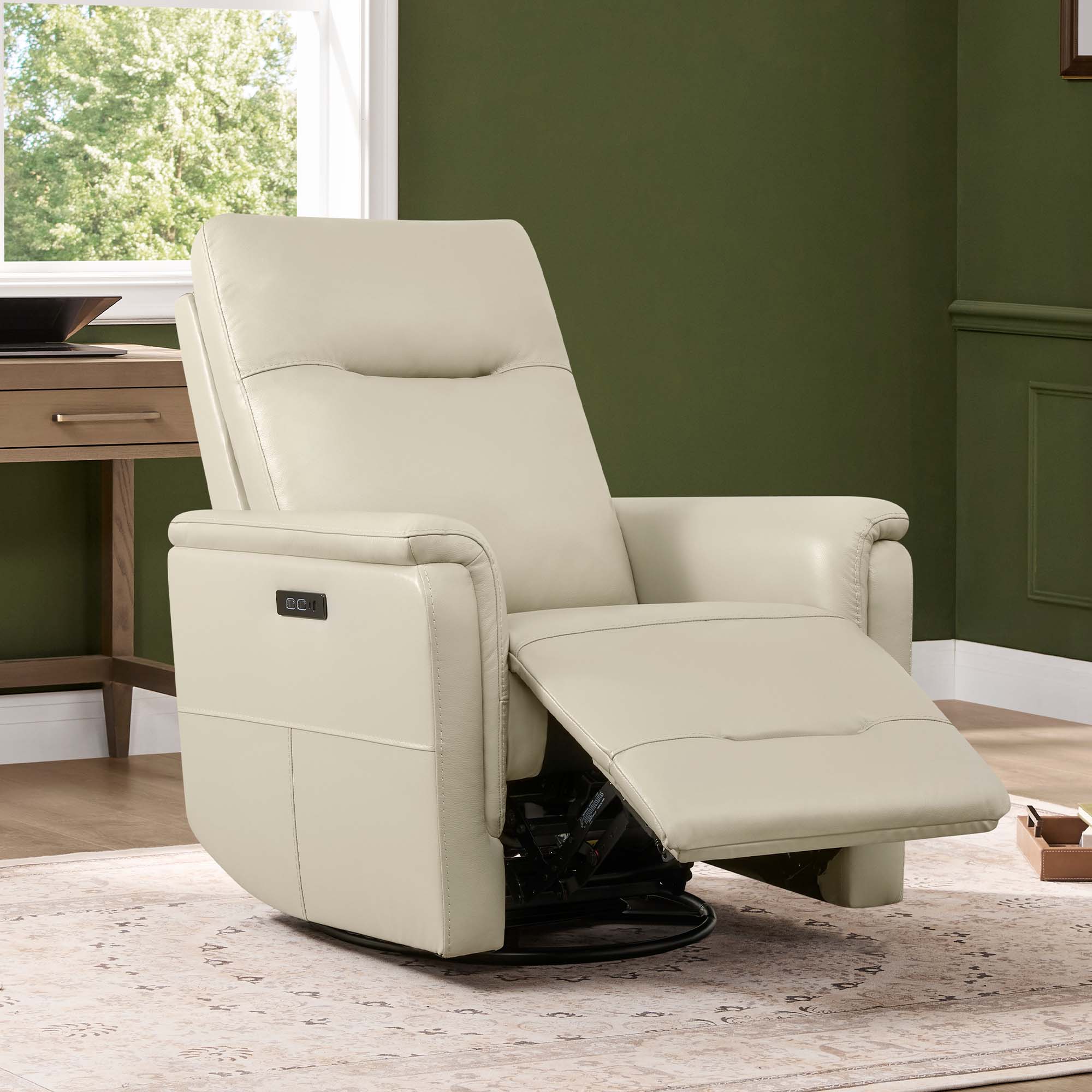 Jaxon Genuine Leather Swivel Glider Power Recliner with Power Headrest - Image 22