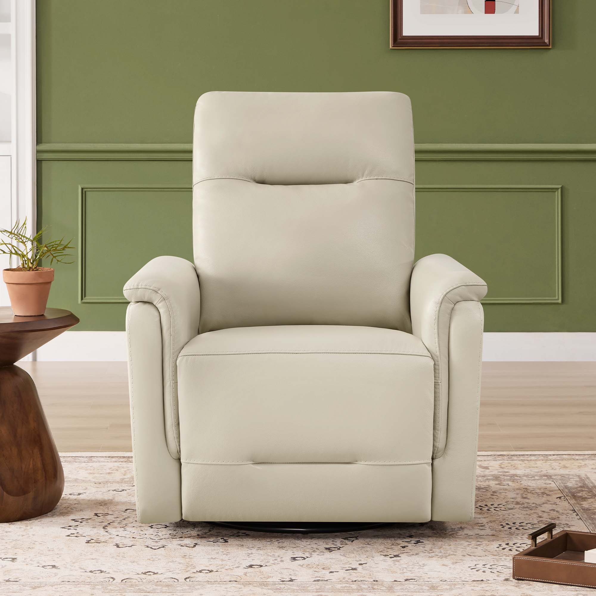 Jaxon Genuine Leather Swivel Glider Power Recliner with Power Headrest - Image 23
