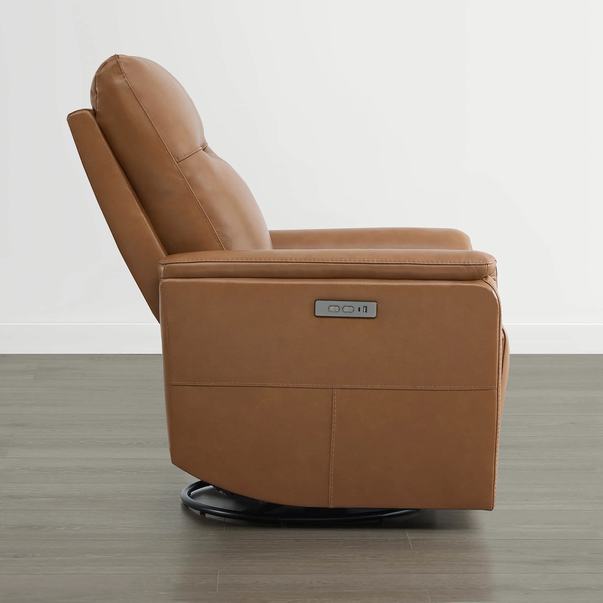 Jaxon Genuine Leather Swivel Glider Power Recliner with Power Headrest - Image 36
