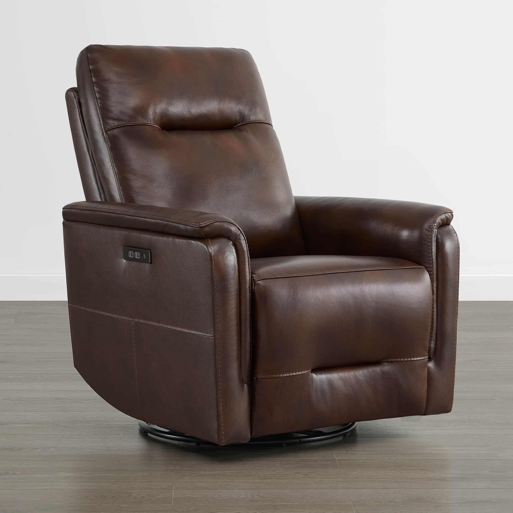 Jaxon Genuine Leather Swivel Glider Power Recliner with Power Headrest - Image 40