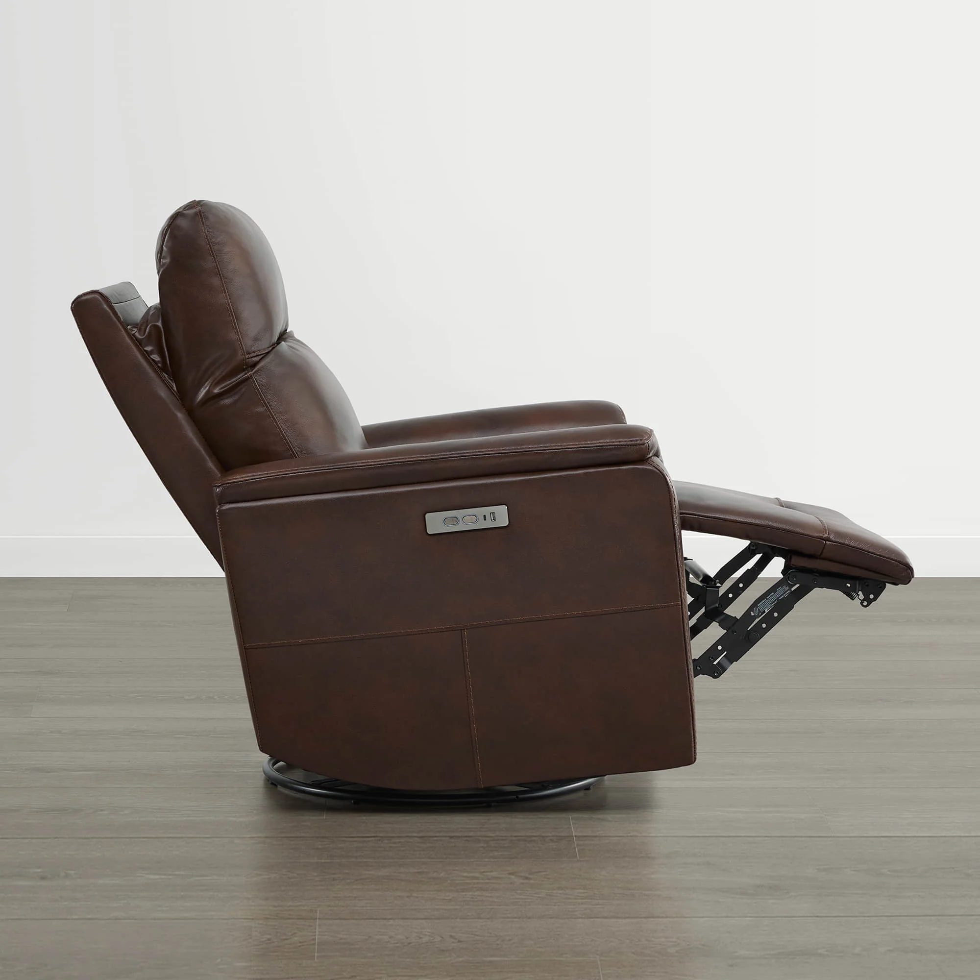Jaxon Genuine Leather Swivel Glider Power Recliner with Power Headrest - Image 45