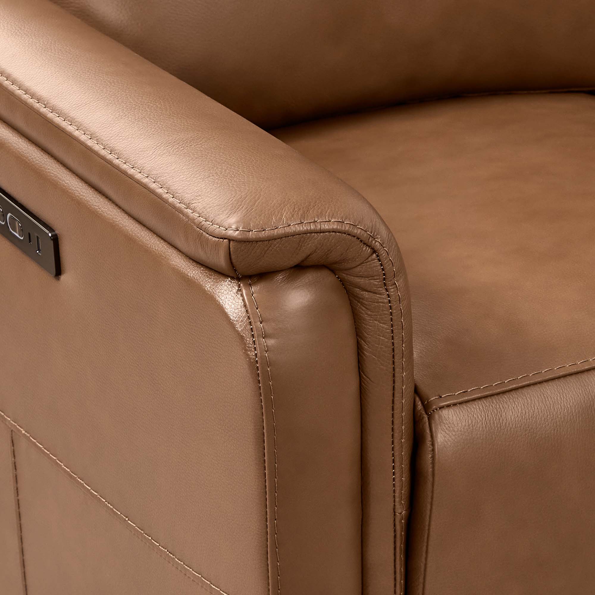 Jaxon Genuine Leather Swivel Glider Power Recliner with Power Headrest - Image 7