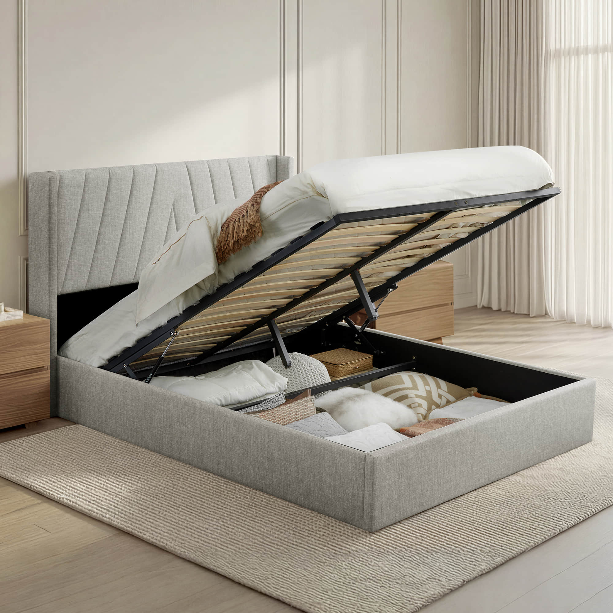 Jeffrey Wingback Upholstered Storage Platform Bed - Image 24