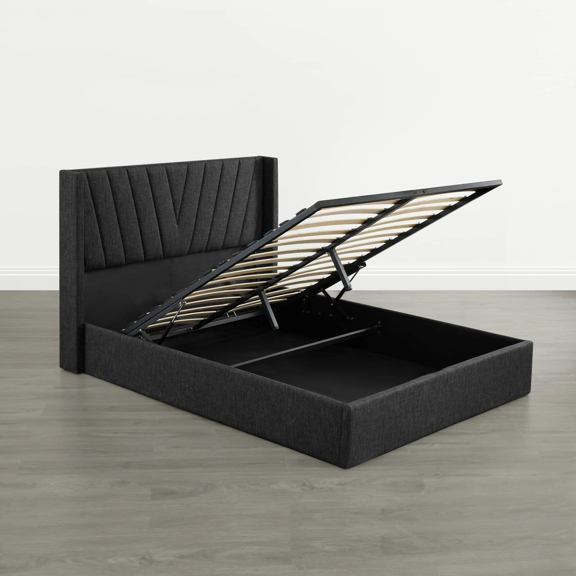 Jeffrey Wingback Upholstered Storage Platform Bed - Image 6