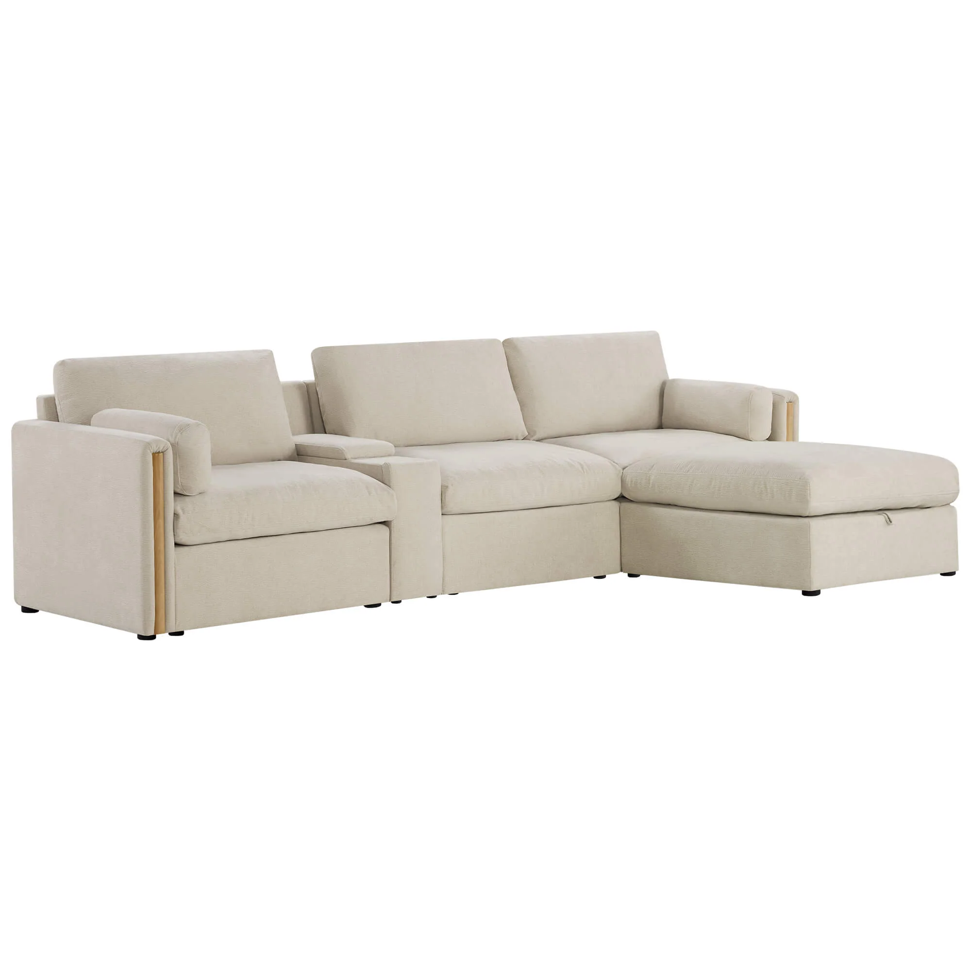 Jonathan Modern Cozy Chenille 4-seat Modular Sofa with Hidden Storage - Image 23