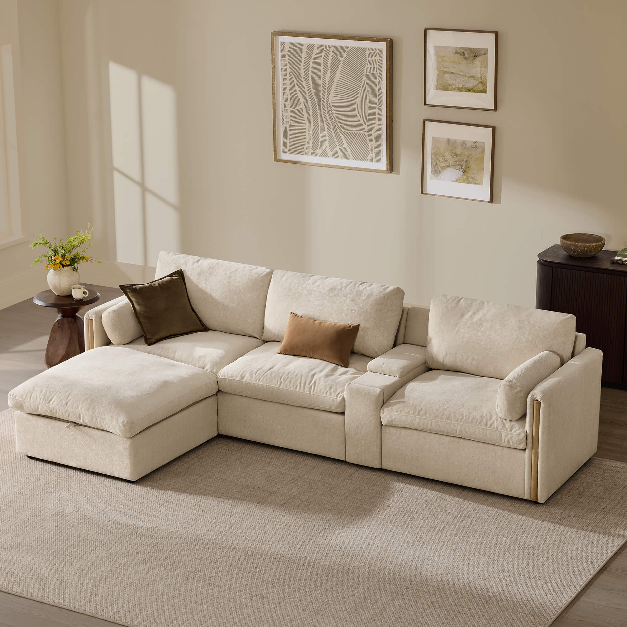 Jonathan Modern Cozy Chenille 4-seat Modular Sofa with Hidden Storage - Image 38