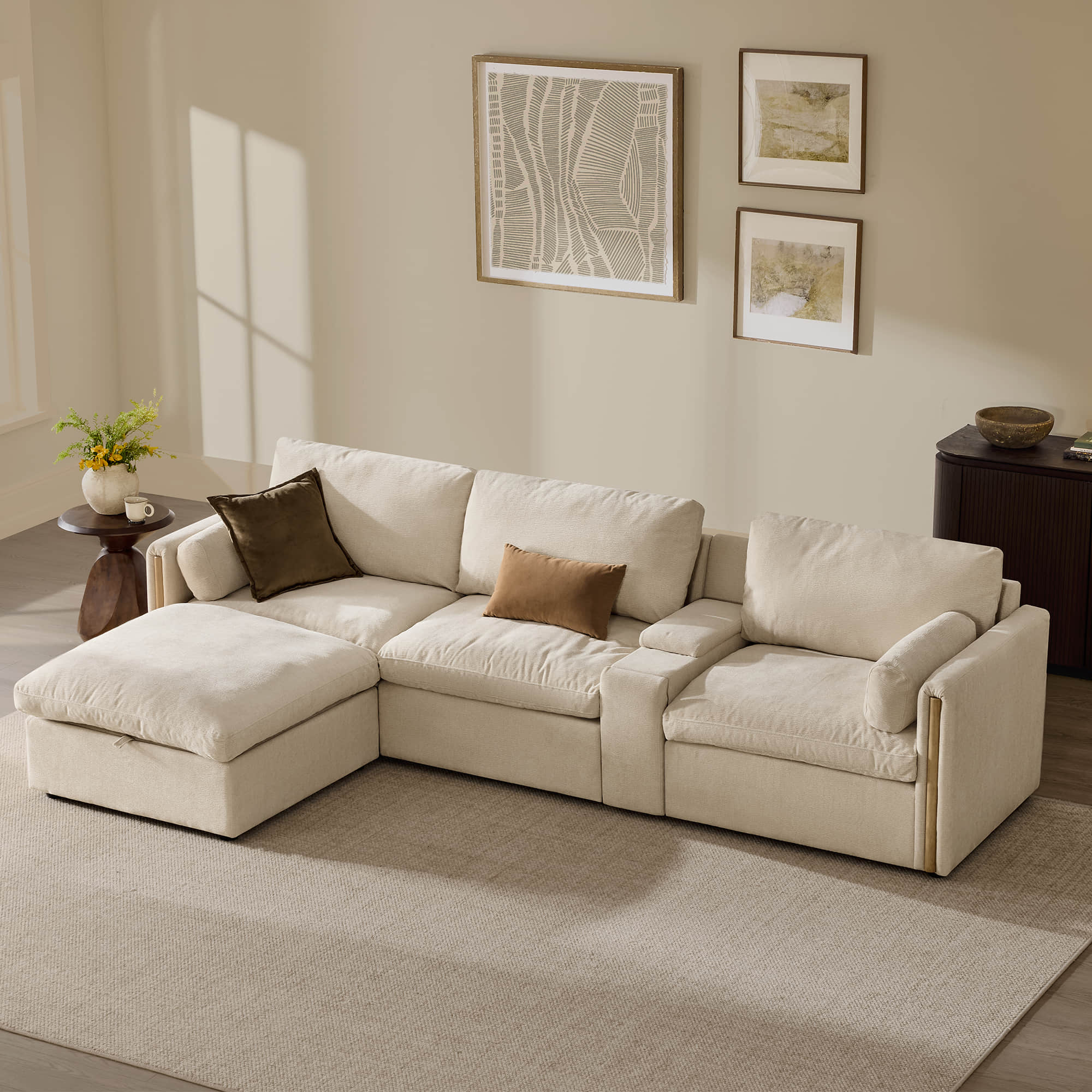 Jonathan Modern Cozy Chenille 4-seat Modular Sofa with Hidden Storage - Image 42