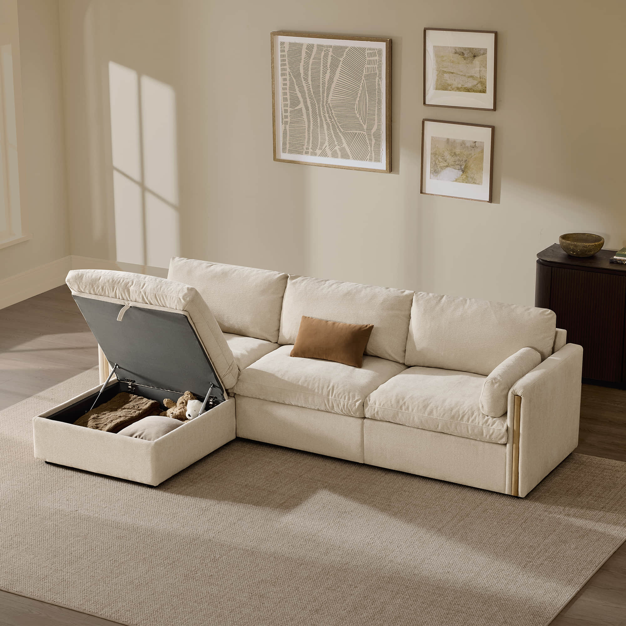 Jonathan Modern Cozy Chenille 4-seat Modular Sofa with Hidden Storage - Image 44