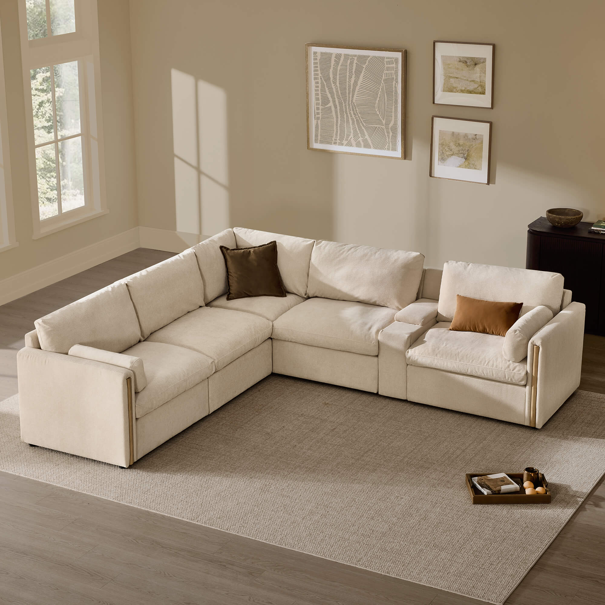 Jonathan Modern Cozy Chenille 5-seat Modular Sofa with Hidden Storage - Image 29
