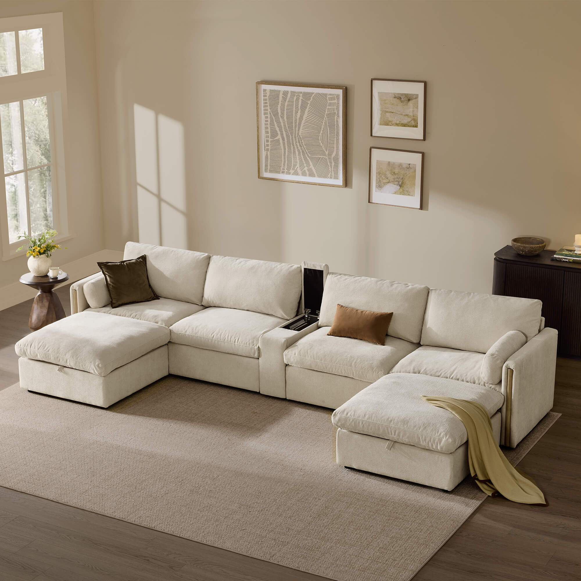 Jonathan Modern Cozy Chenille 6-seat Modular Sofa with Hidden Storage - Image 40