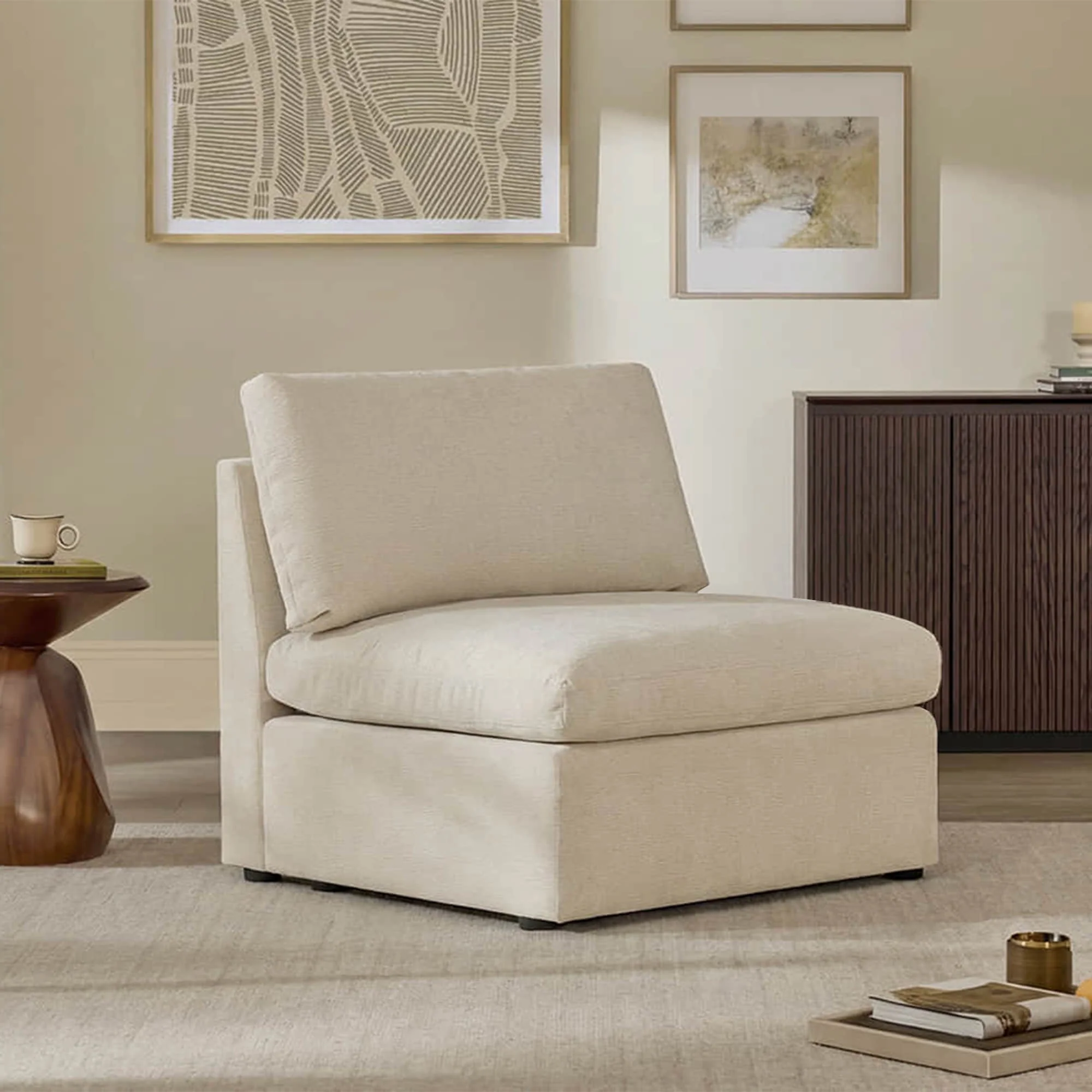 Jonathan Modern Cozy Chenille Sofa Armless Chair - Image 14
