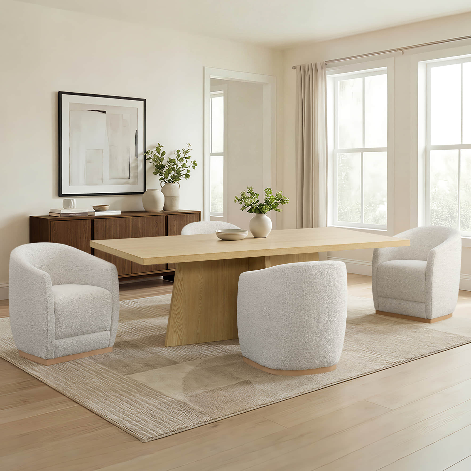 Jovie Cross Pedestal Wood Dining Table - Image 11