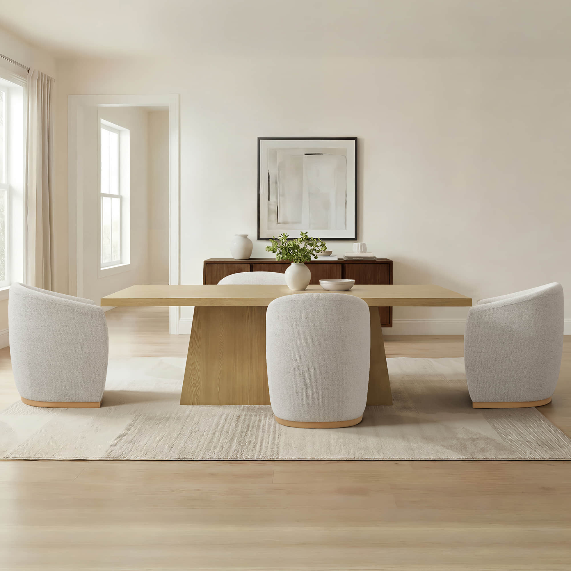 Jovie Cross Pedestal Wood Dining Table - Image 12