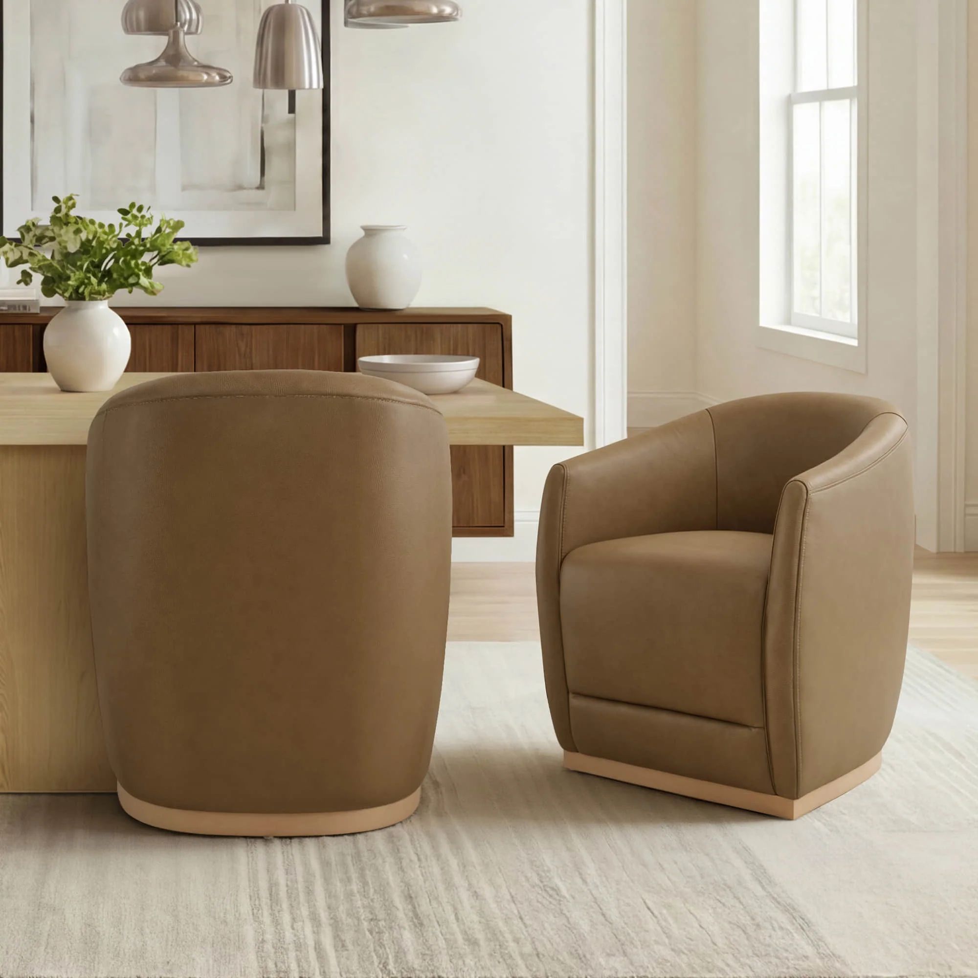 Jovie Cross Pedestal Wood Dining Table - Image 18