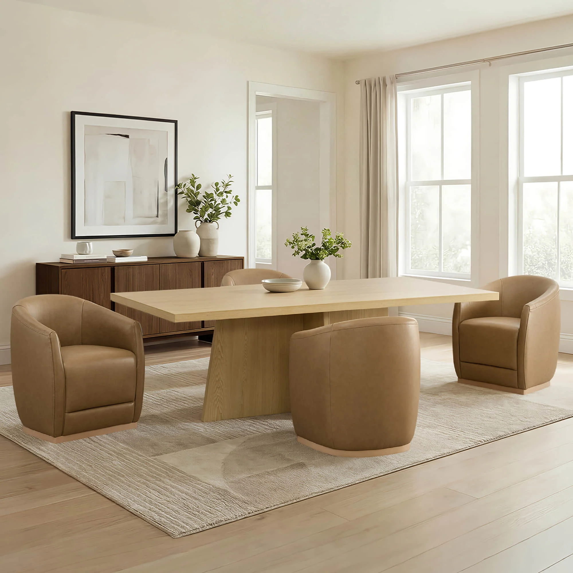Jovie Cross Pedestal Wood Dining Table - Image 19