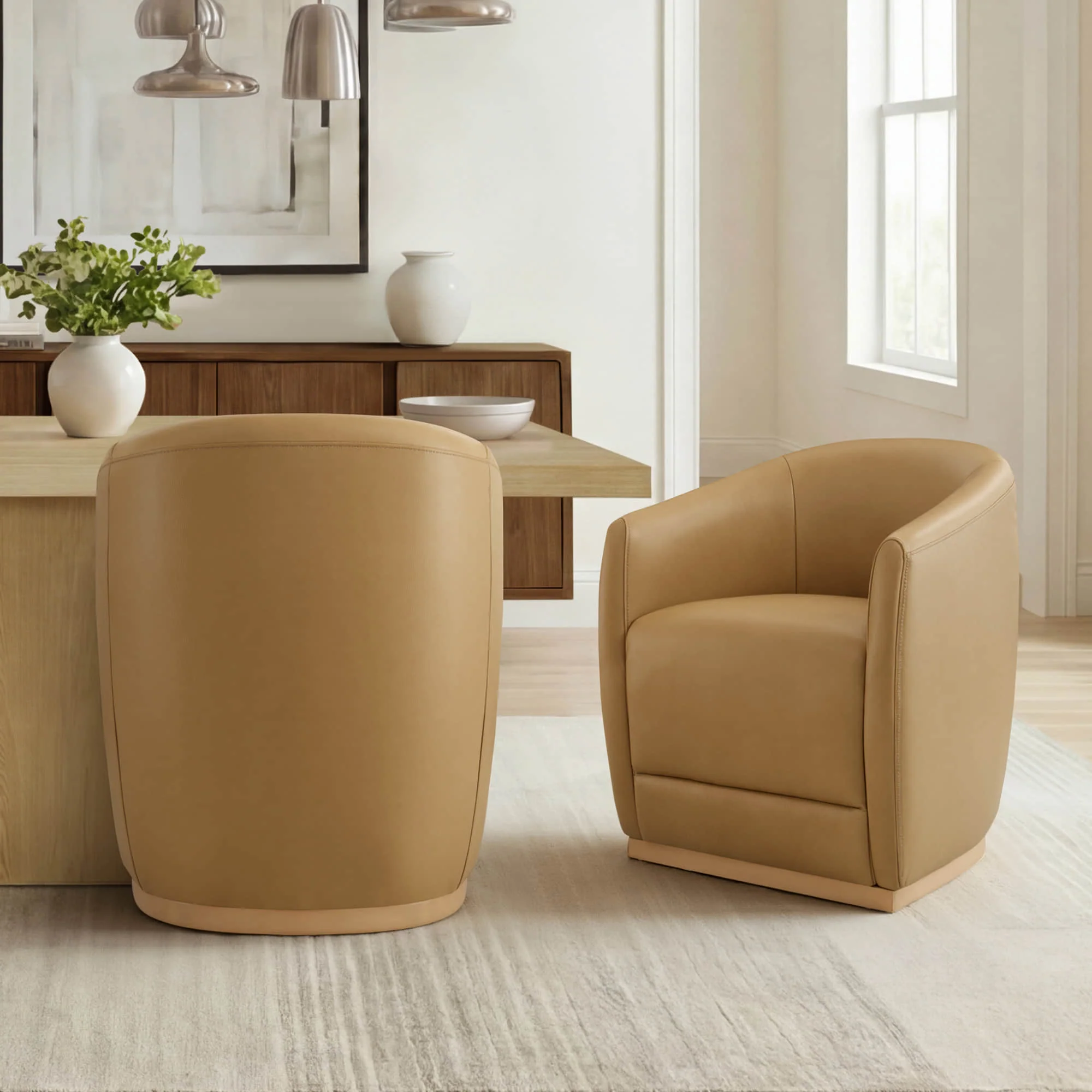 Jovie Cross Pedestal Wood Dining Table - Image 3