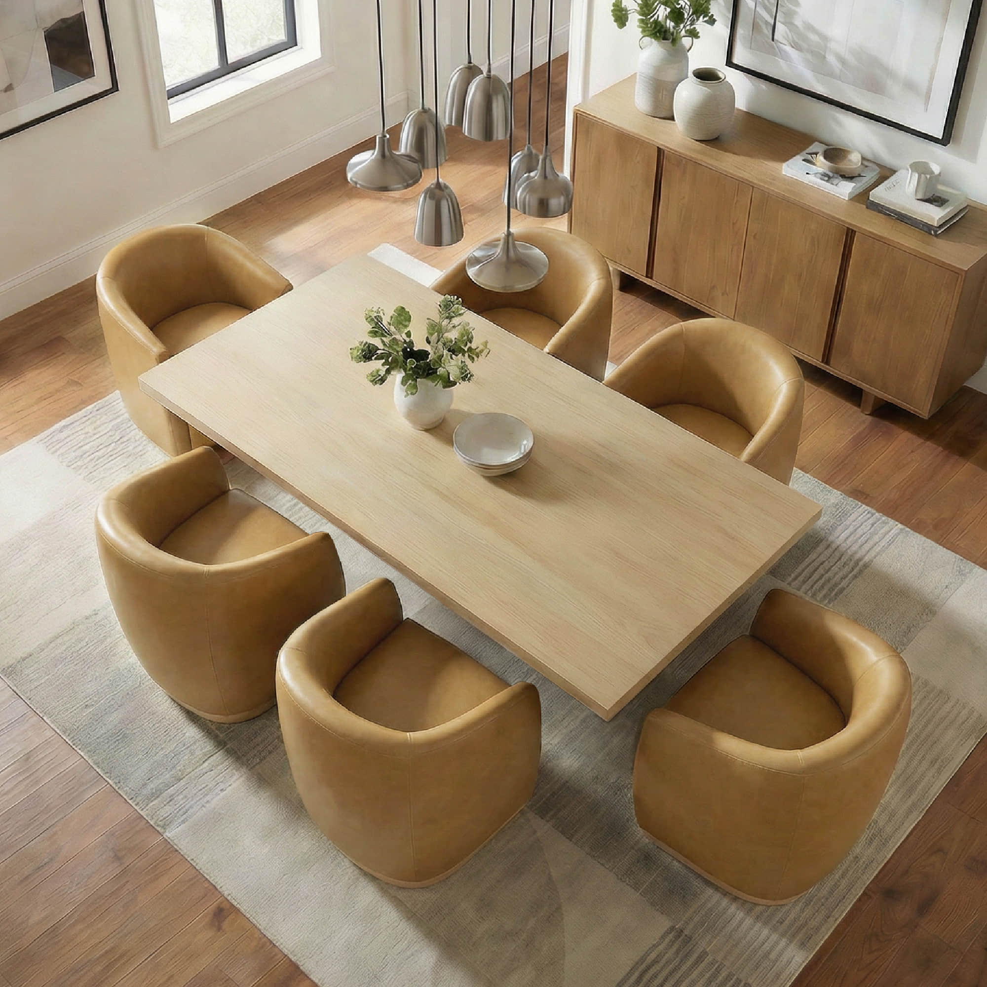 Jovie Cross Pedestal Wood Dining Table - Image 4