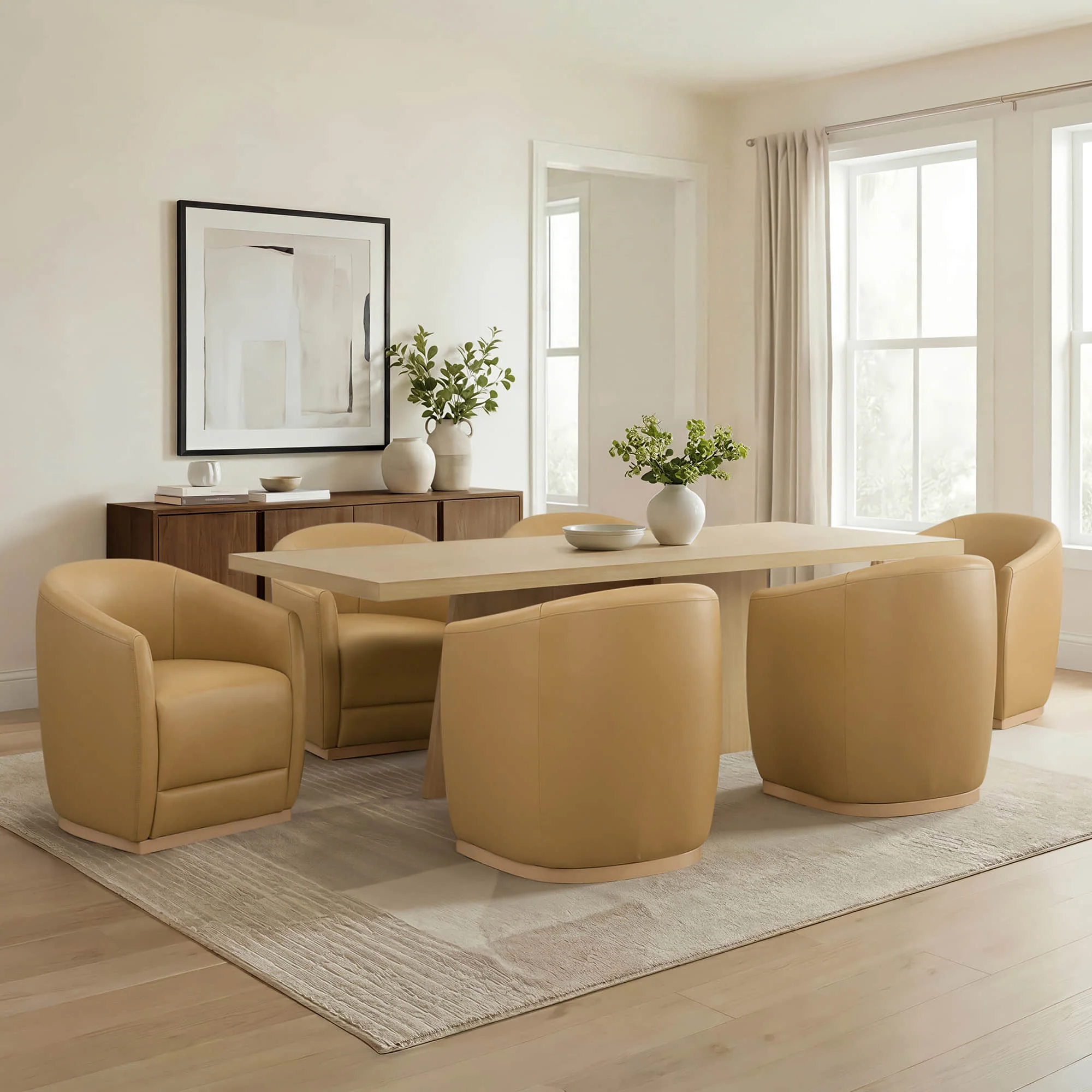 Jovie Cross Pedestal Wood Dining Table - Image 6