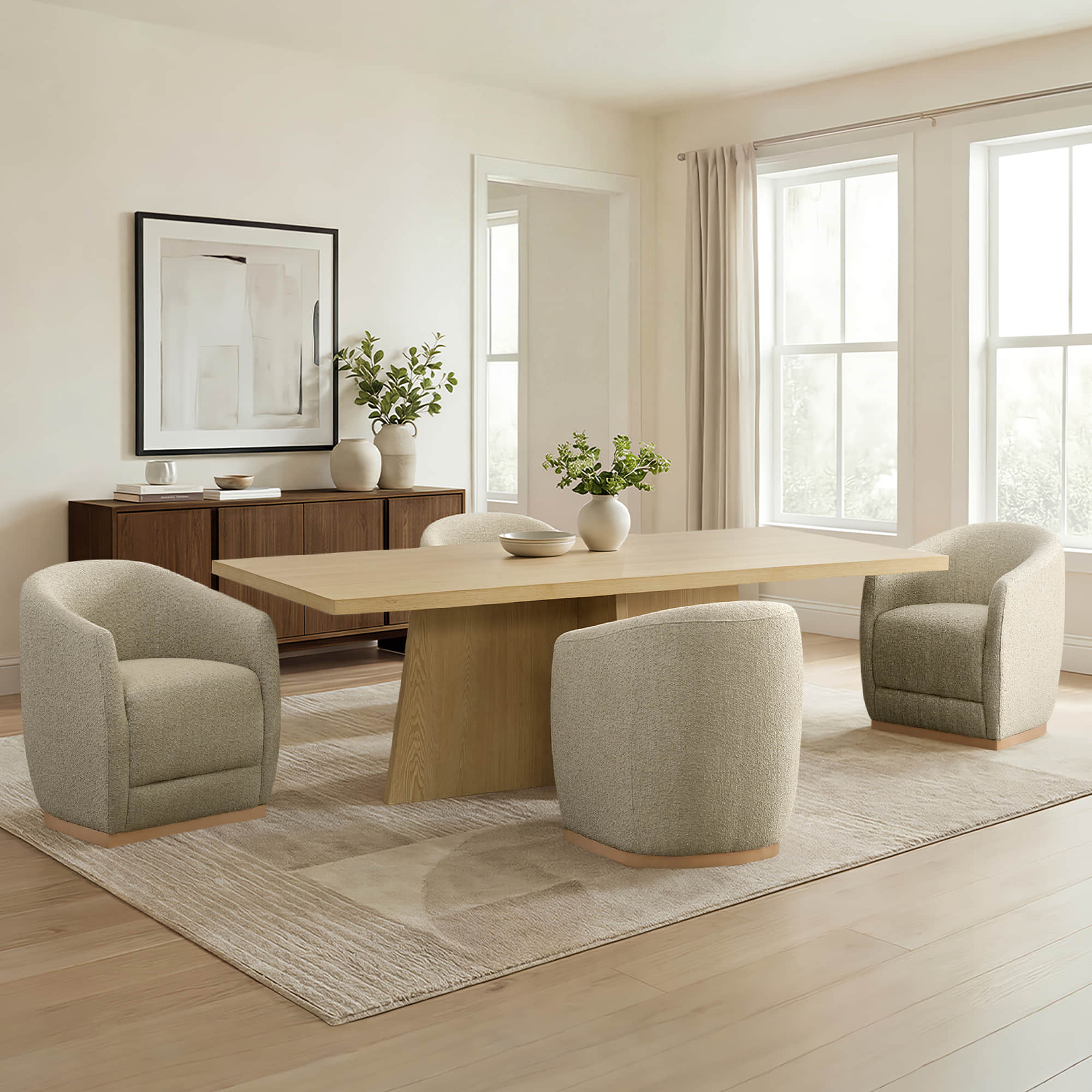Jovie Cross Pedestal Wood Dining Table - Image 7