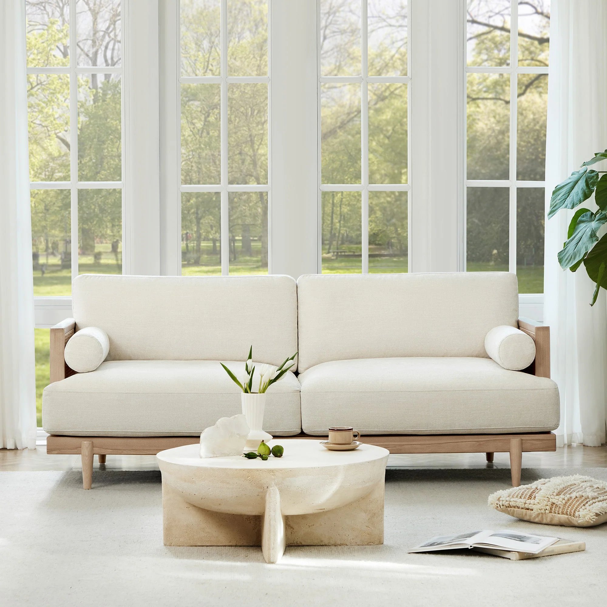Julane Modern 3-Seater Cane Sofa (78.75'') - Image 3