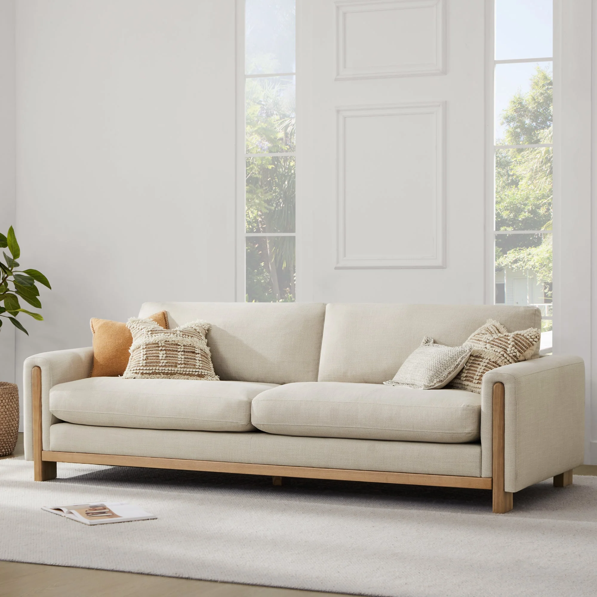Keaton Performance Fabric 3-Seater Sofa with Ash Wood Base (99'') - Image 3