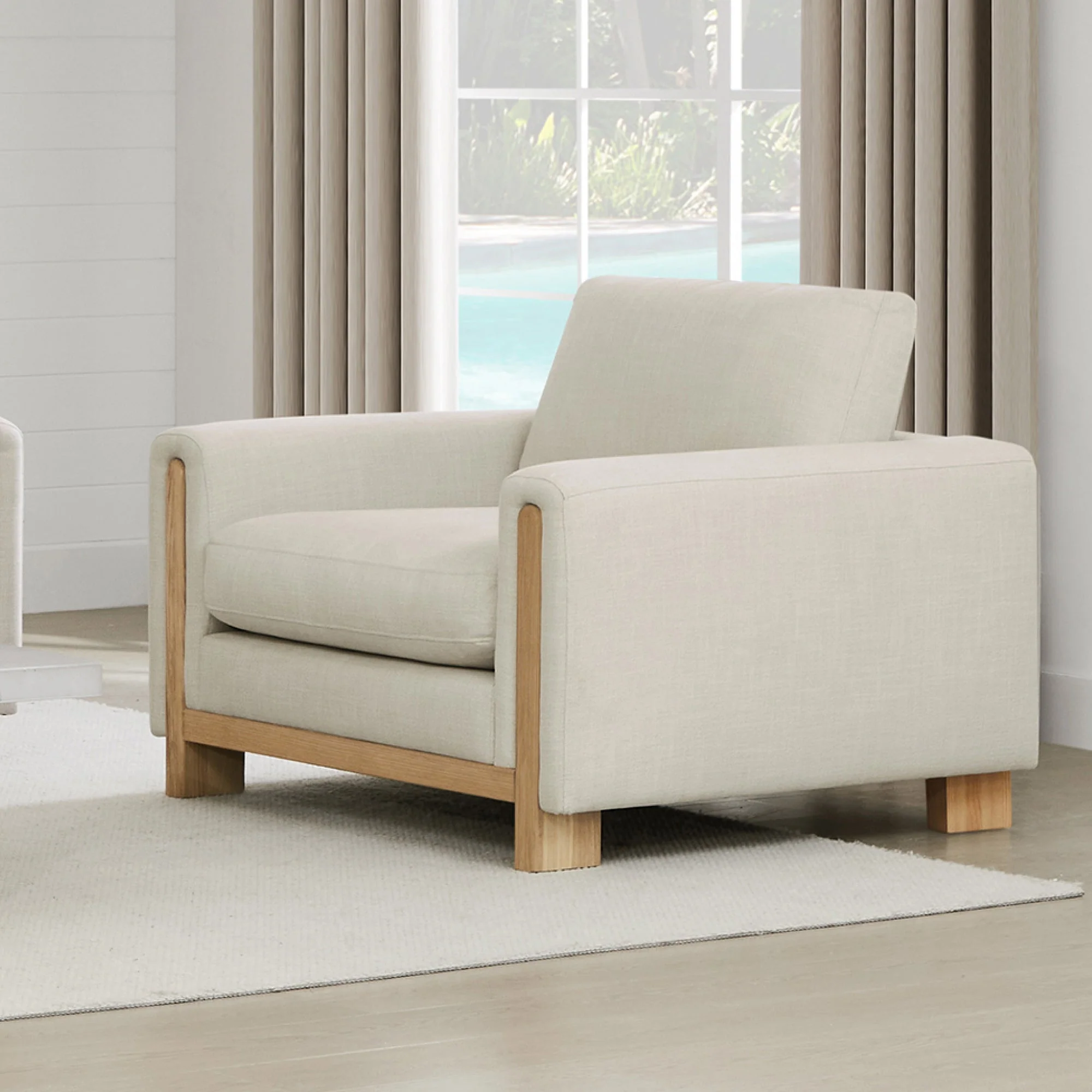 Keaton Performance Fabric Ash Wood Base Armchair (42.5'') - Image 3