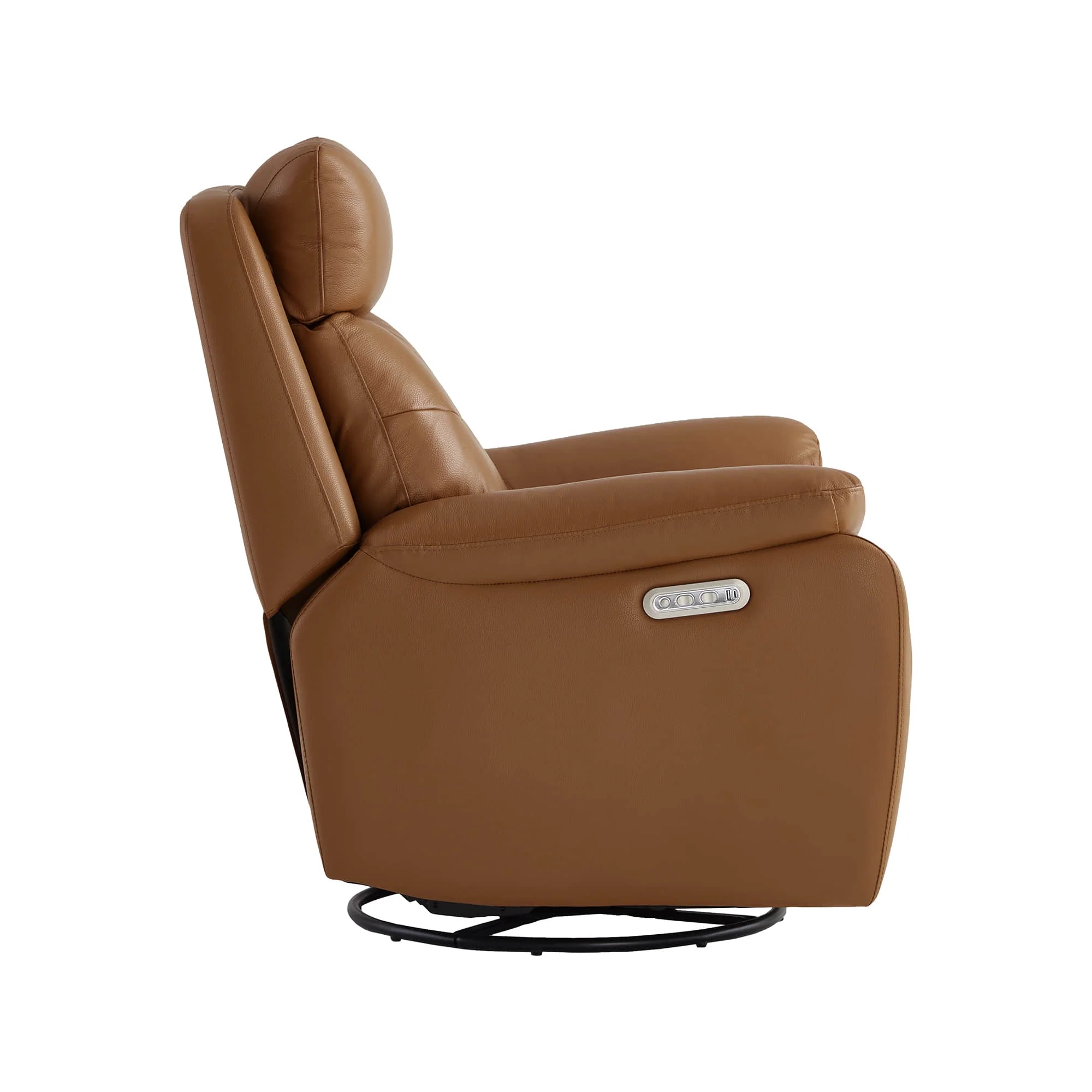 Keith Leather Swivel Glider Recliner with Power Headrest - Image 12