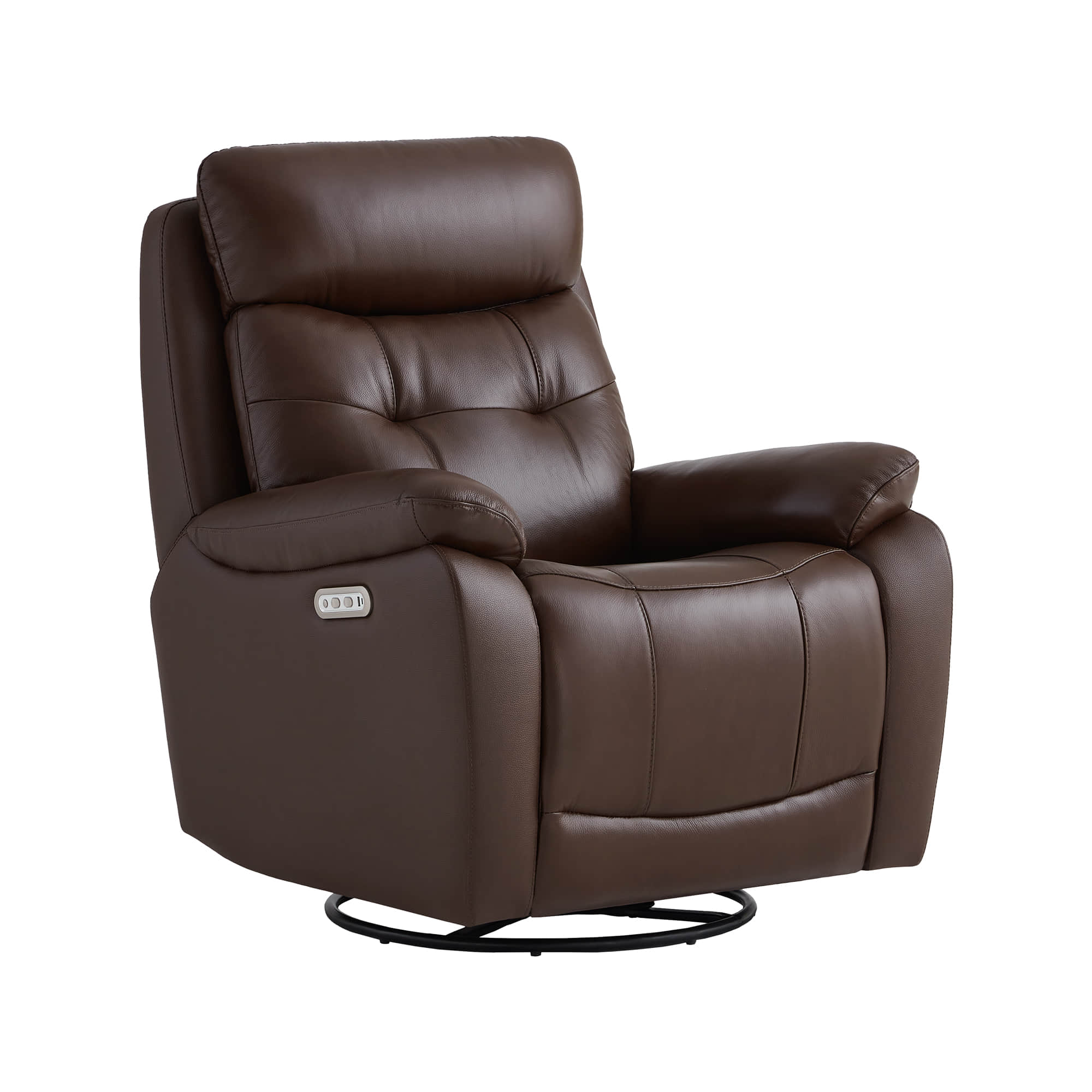 Keith Leather Swivel Glider Recliner with Power Headrest - Image 14