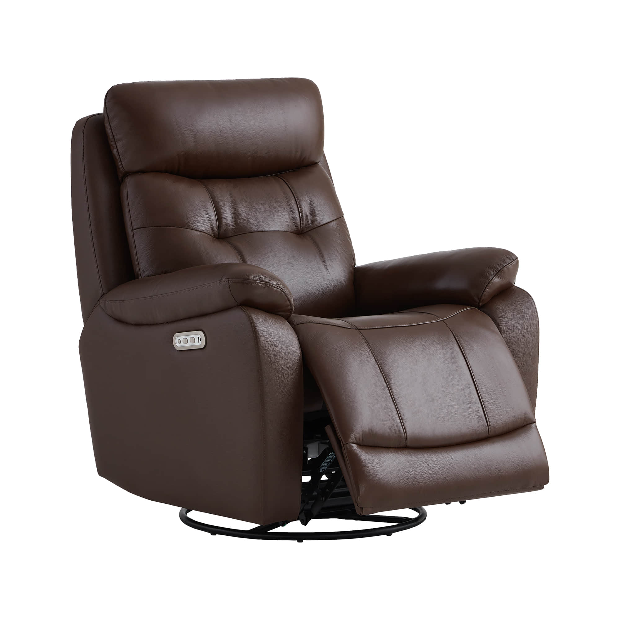 Keith Leather Swivel Glider Recliner with Power Headrest - Image 15
