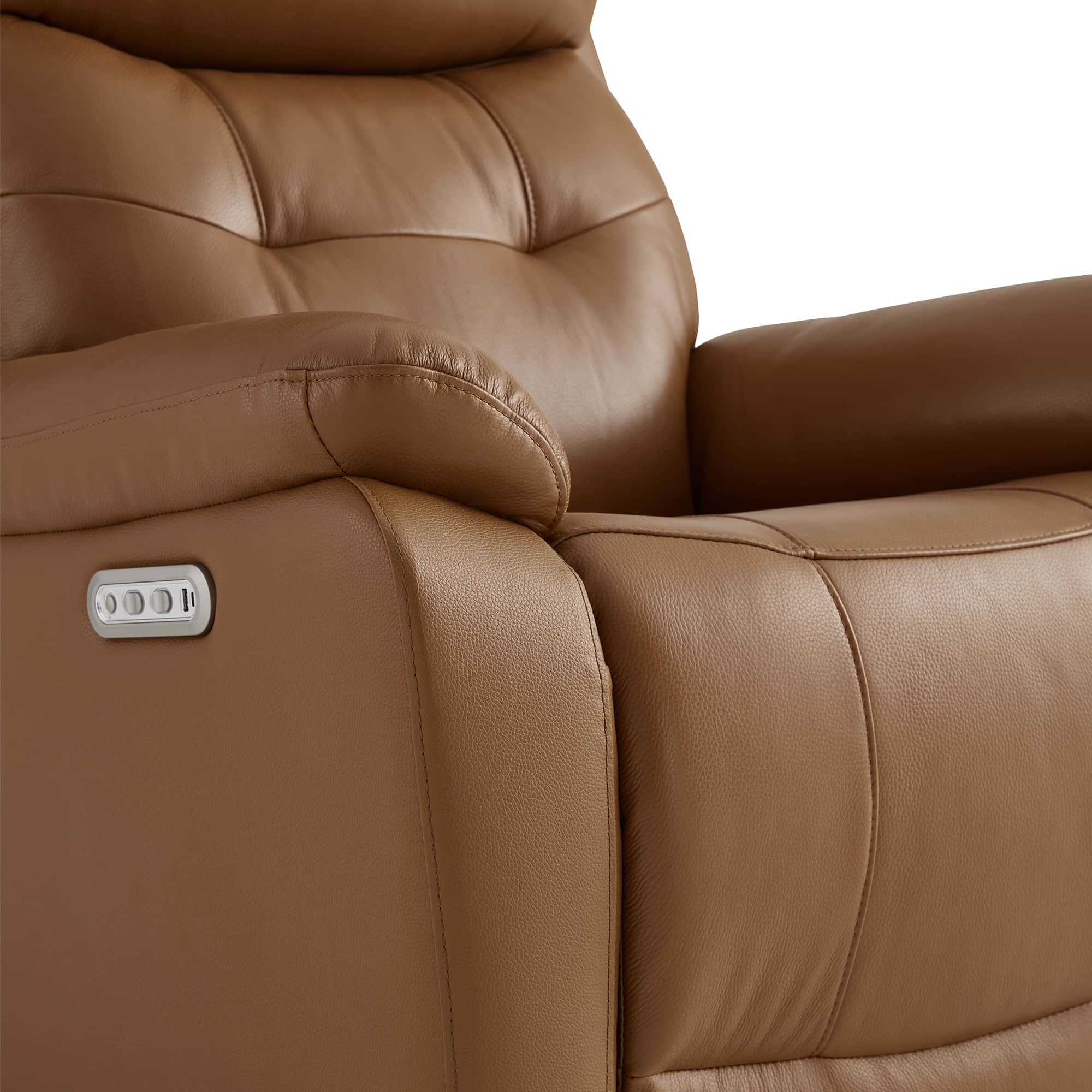 Keith Leather Swivel Glider Recliner with Power Headrest - Image 19