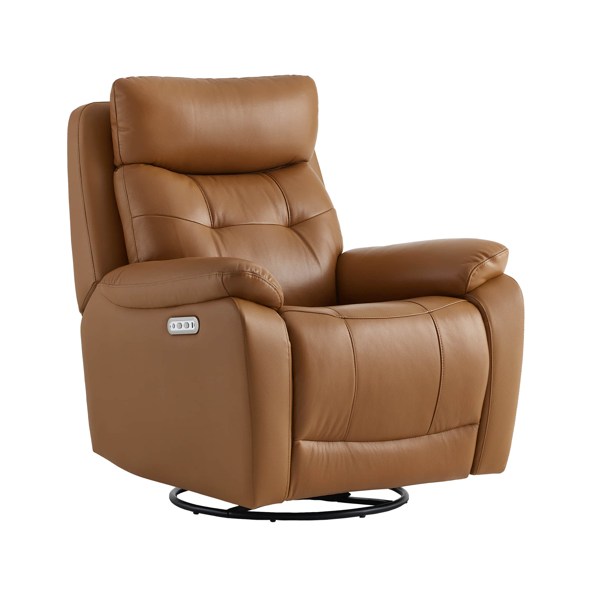 Keith Leather Swivel Glider Recliner with Power Headrest - Image 6