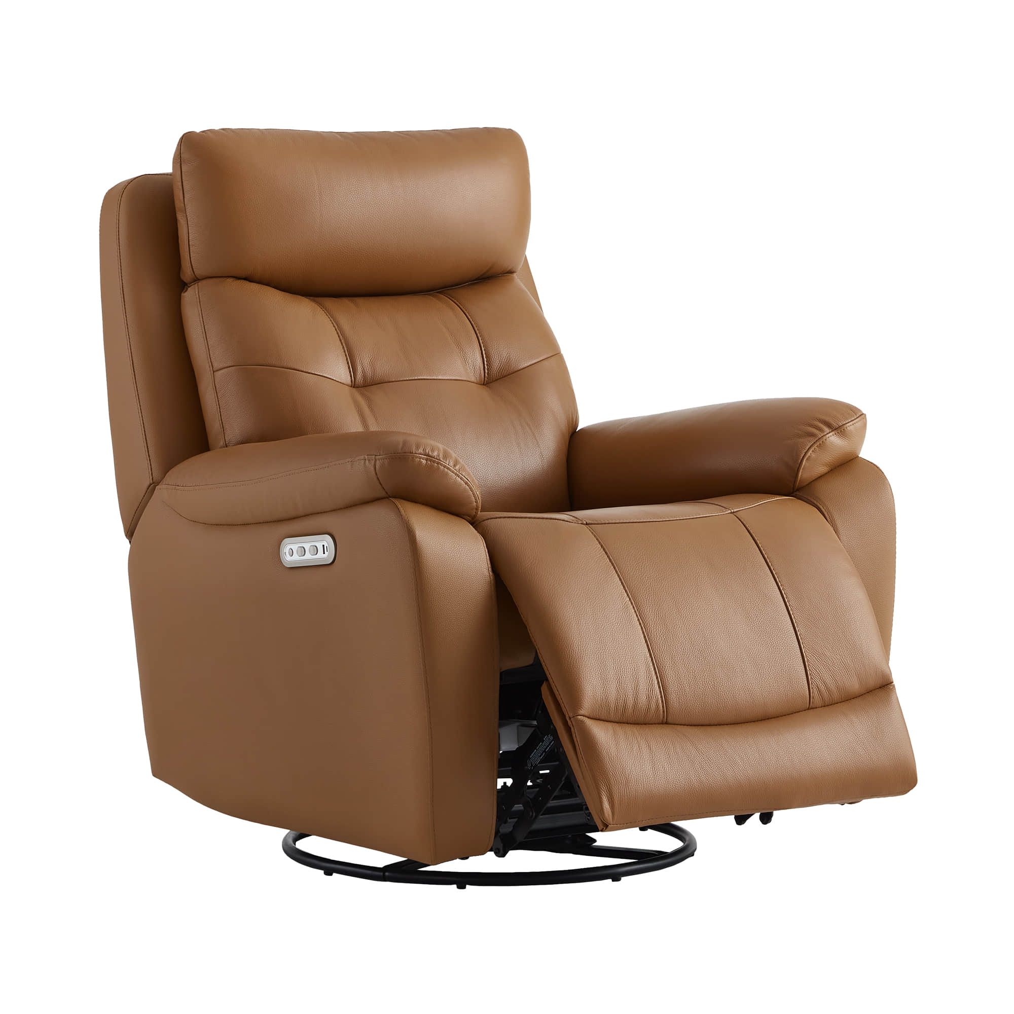 Keith Leather Swivel Glider Recliner with Power Headrest - Image 7