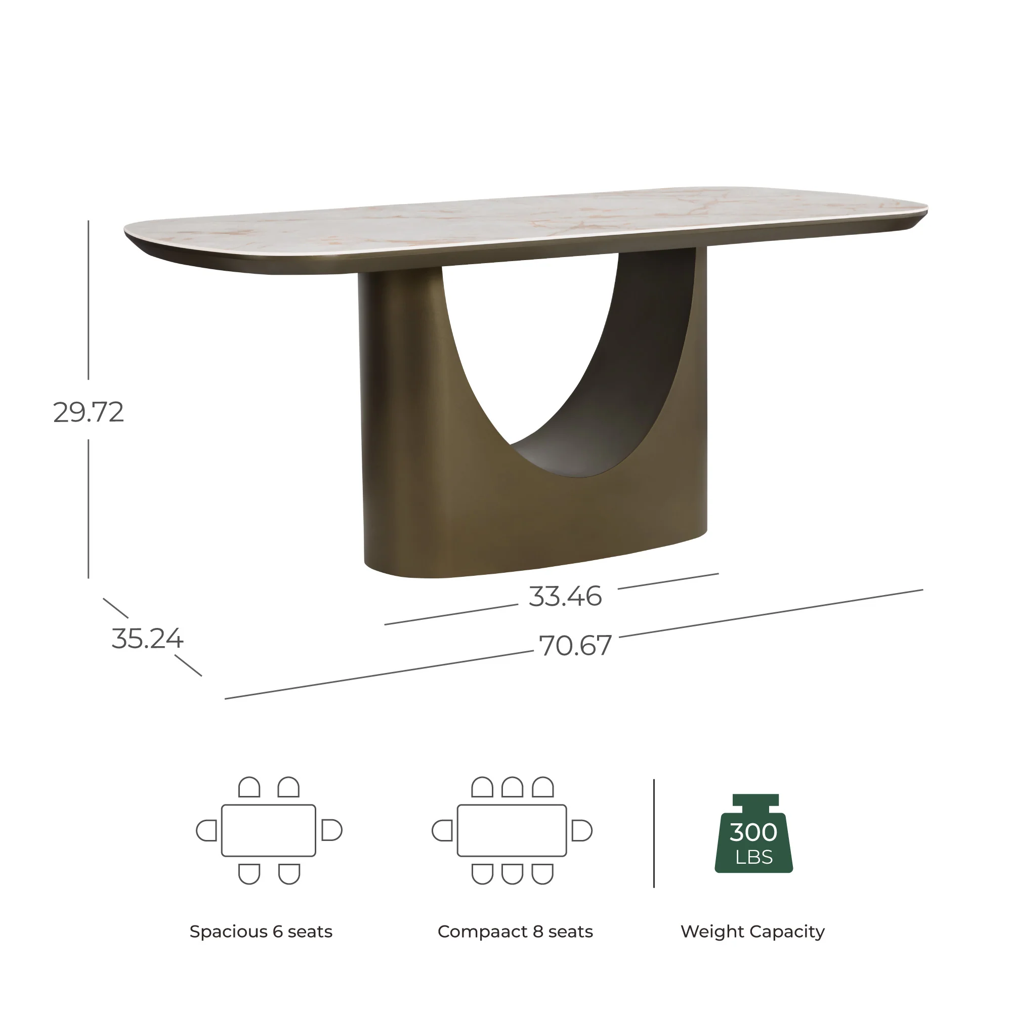Layla - 71" Sintered Stone Dining Table Set for 4-6 - Image 13